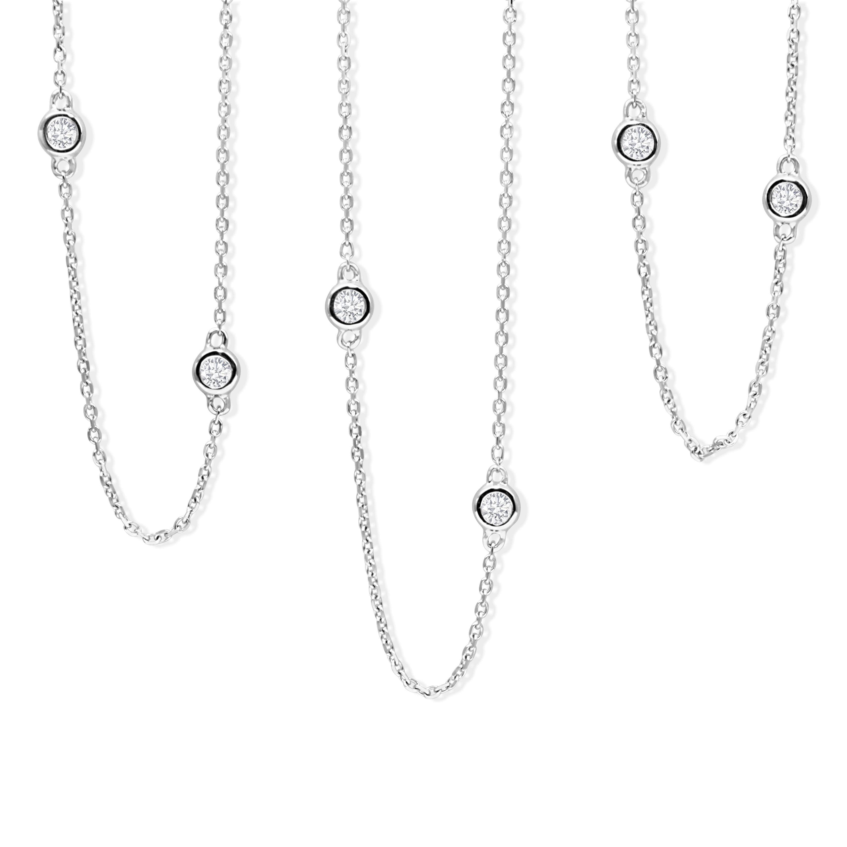 18ct White Gold Diamond By The Yard Necklace – front view