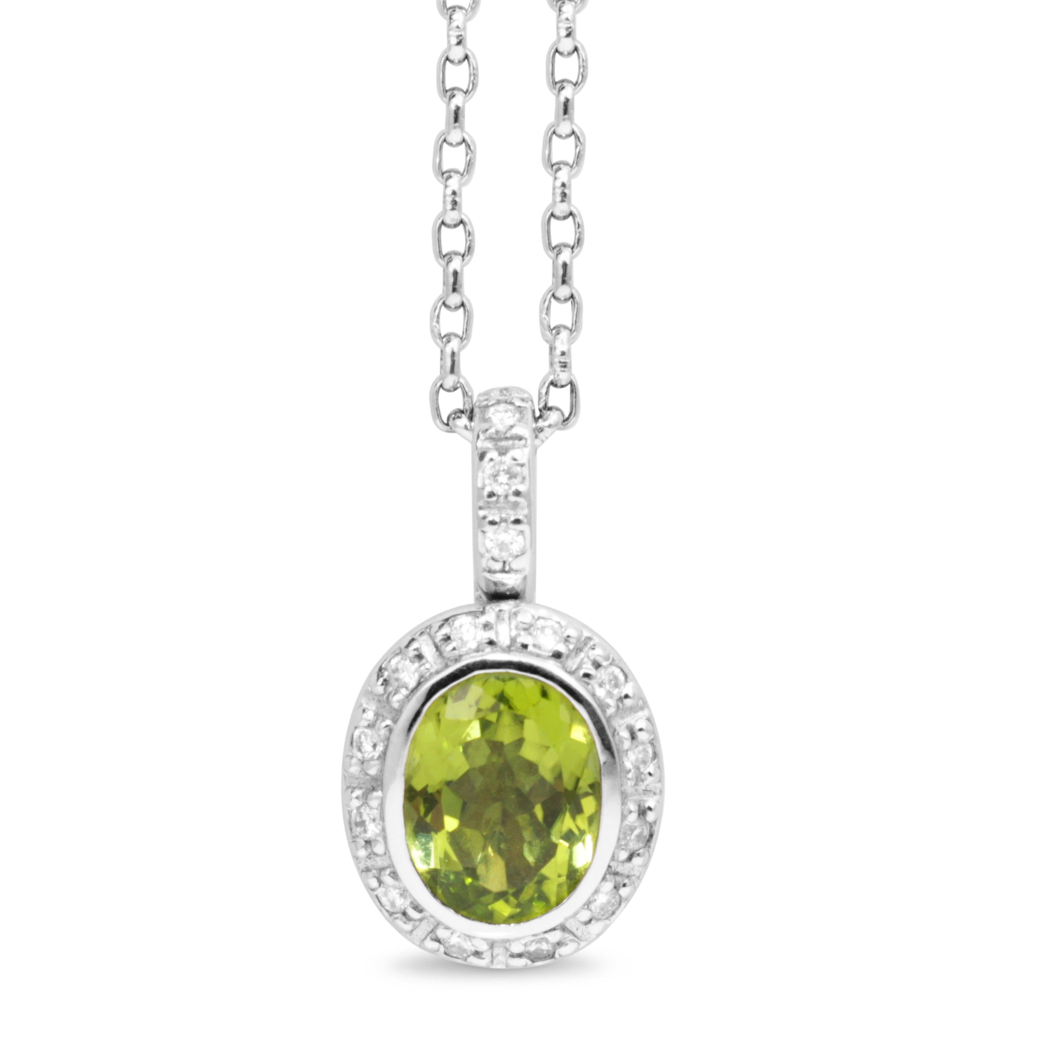 18ct‑white‑gold‑peridot‑diamond‑halo‑pendant‑necklace