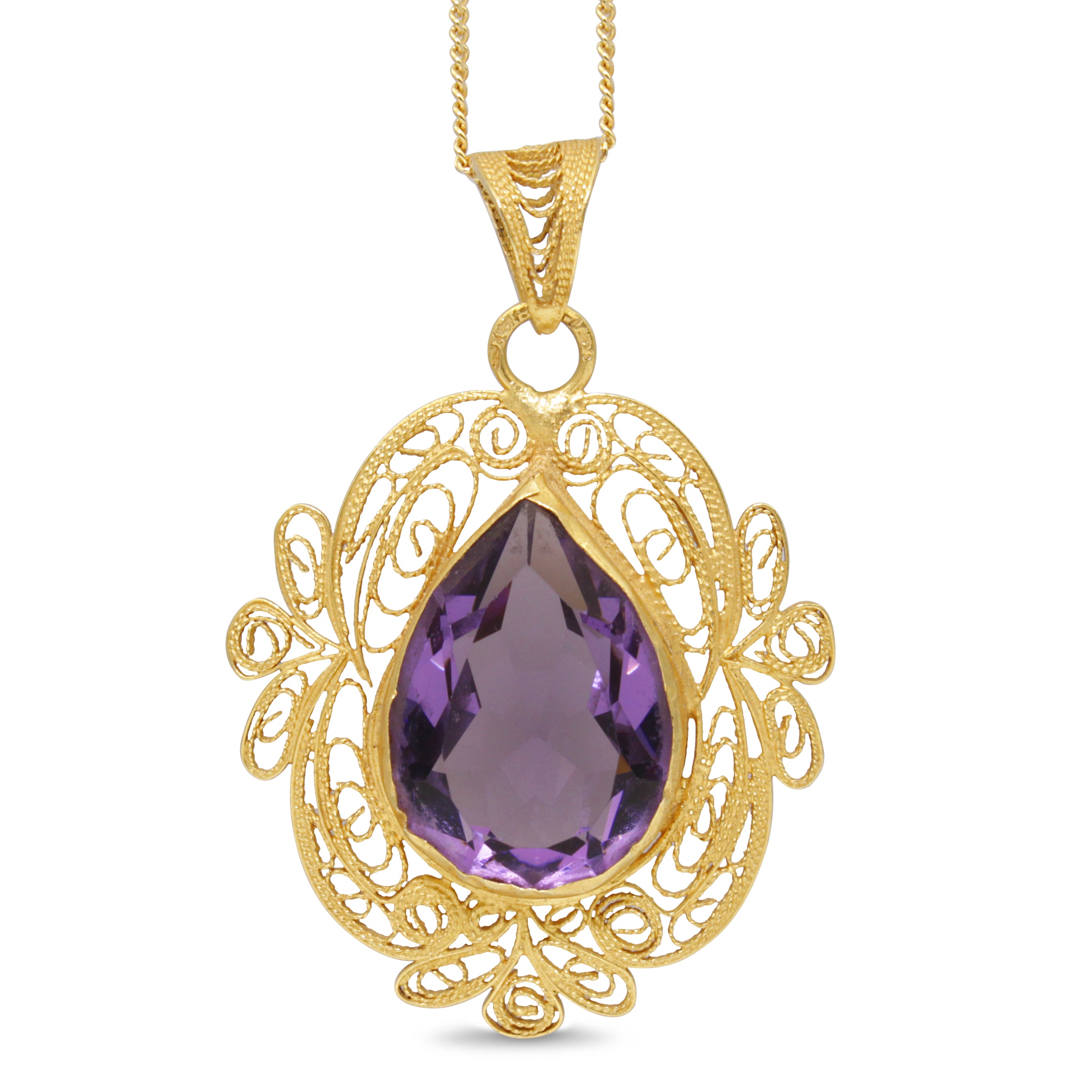 18ct yellow gold vintage amethyst pendant jewellery Australia