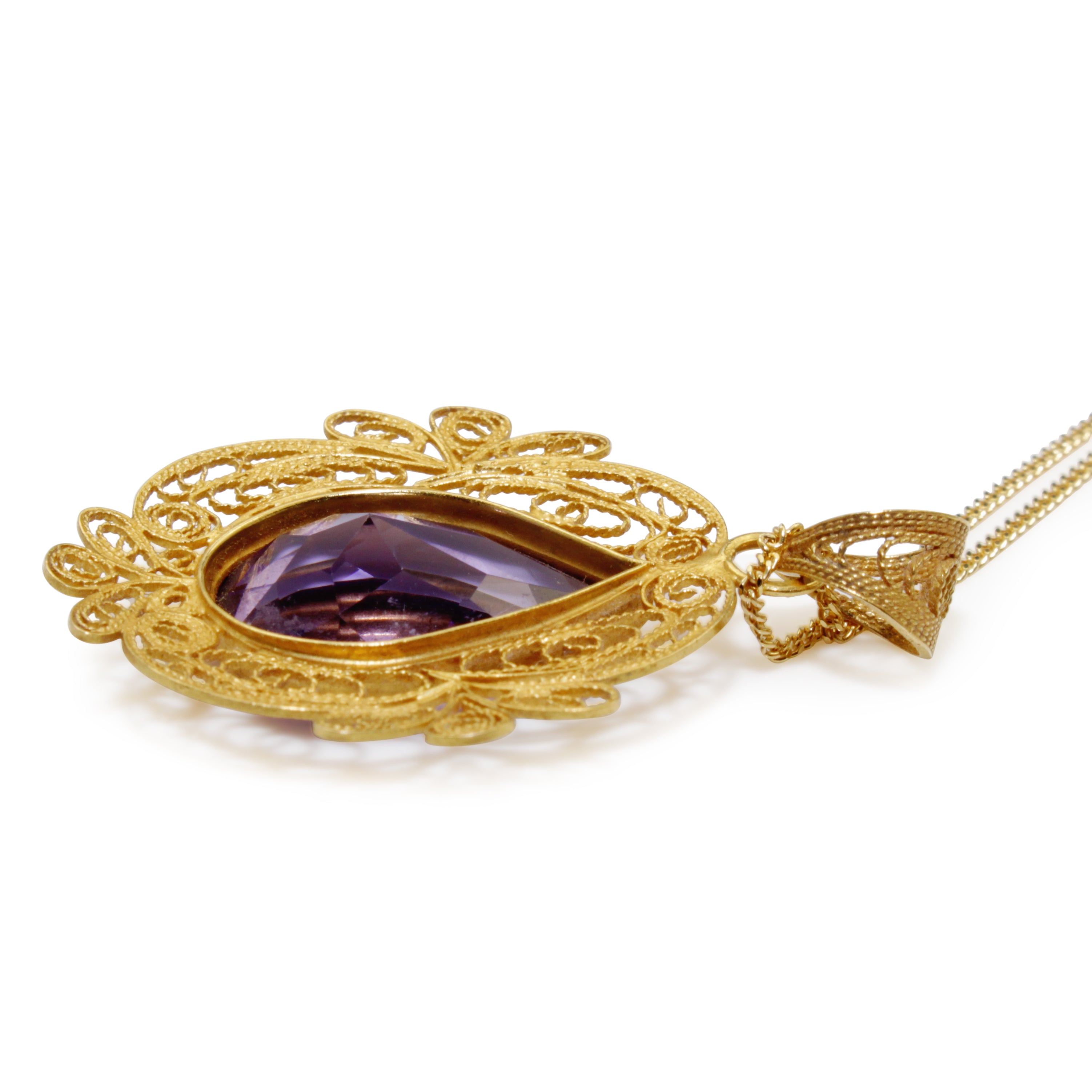 vintage style amethyst and gold pendant gift for her