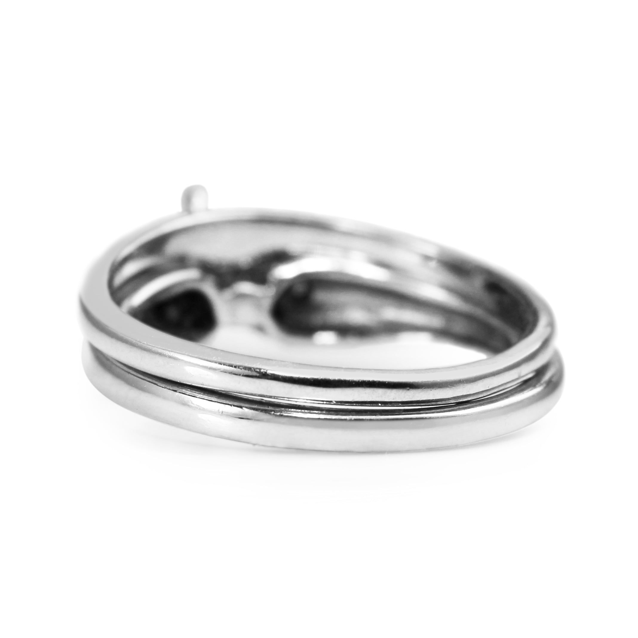 14ct White Gold Marquise Ring With Matching 10ct White Gold Band - Ring Set