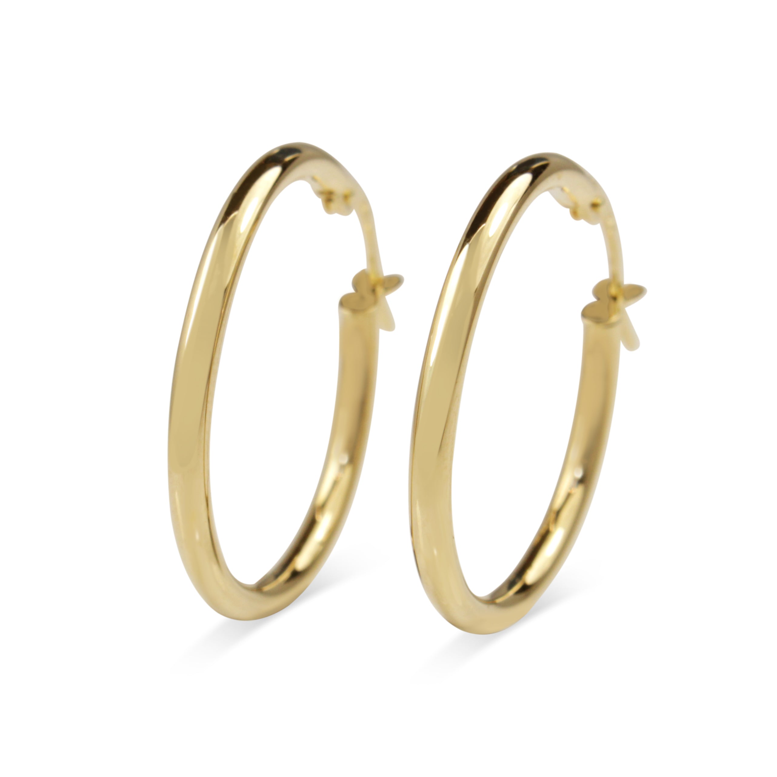 9ct Yellow Gold Thin 25mm Hoop Earrings