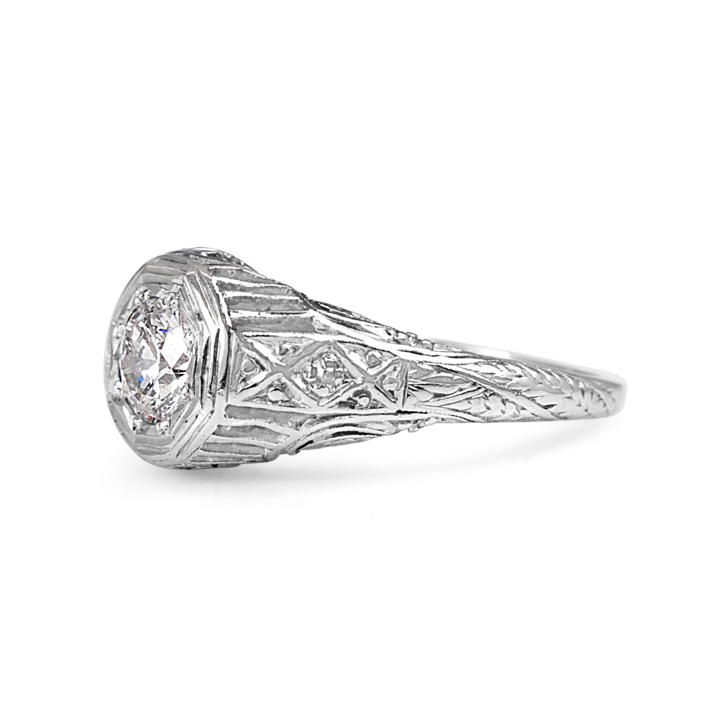 Platinum Vintage Diamond Filigree Ring