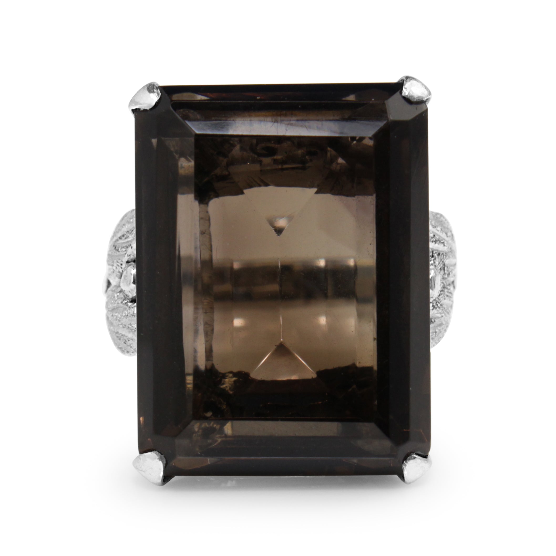18ct White Gold Smokey Quartz Cocktail Ring