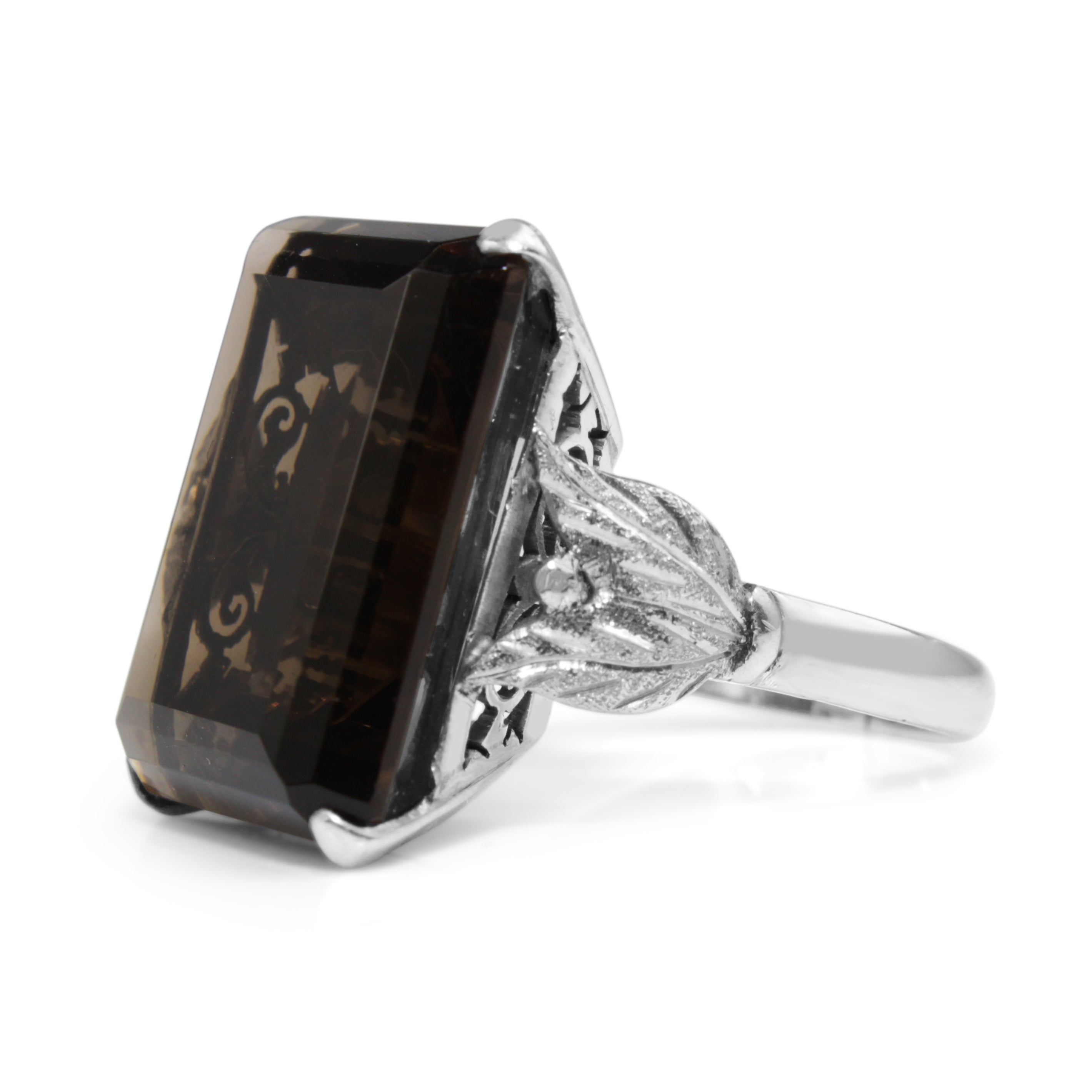 18ct White Gold Smokey Quartz Cocktail Ring