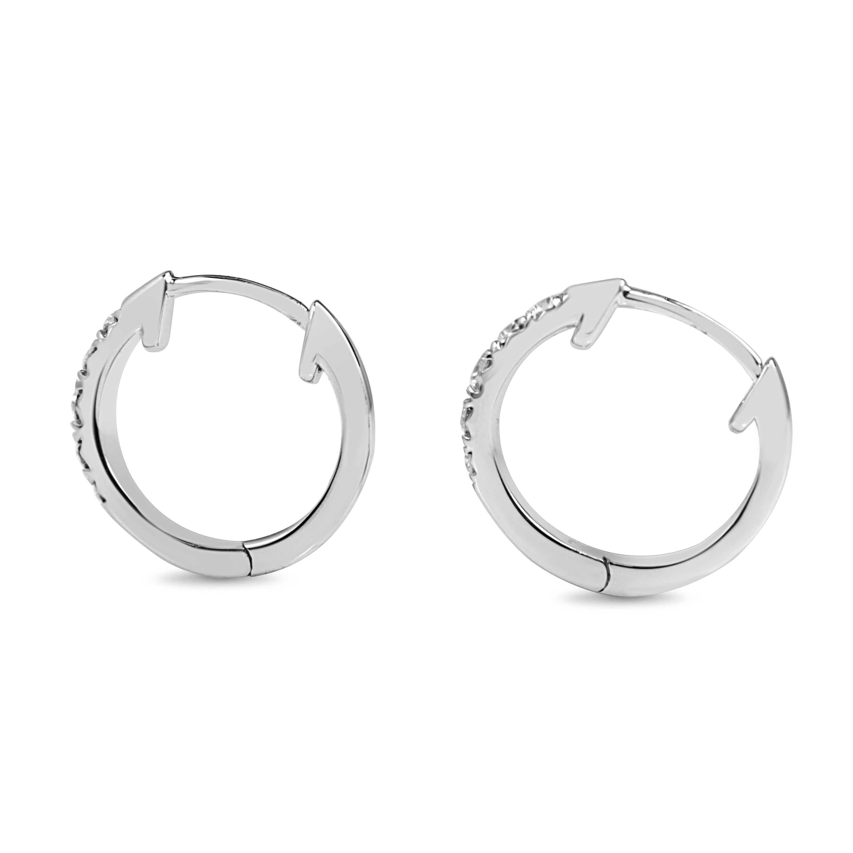 9ct White Gold Graduated Diamond Hoop Earrings