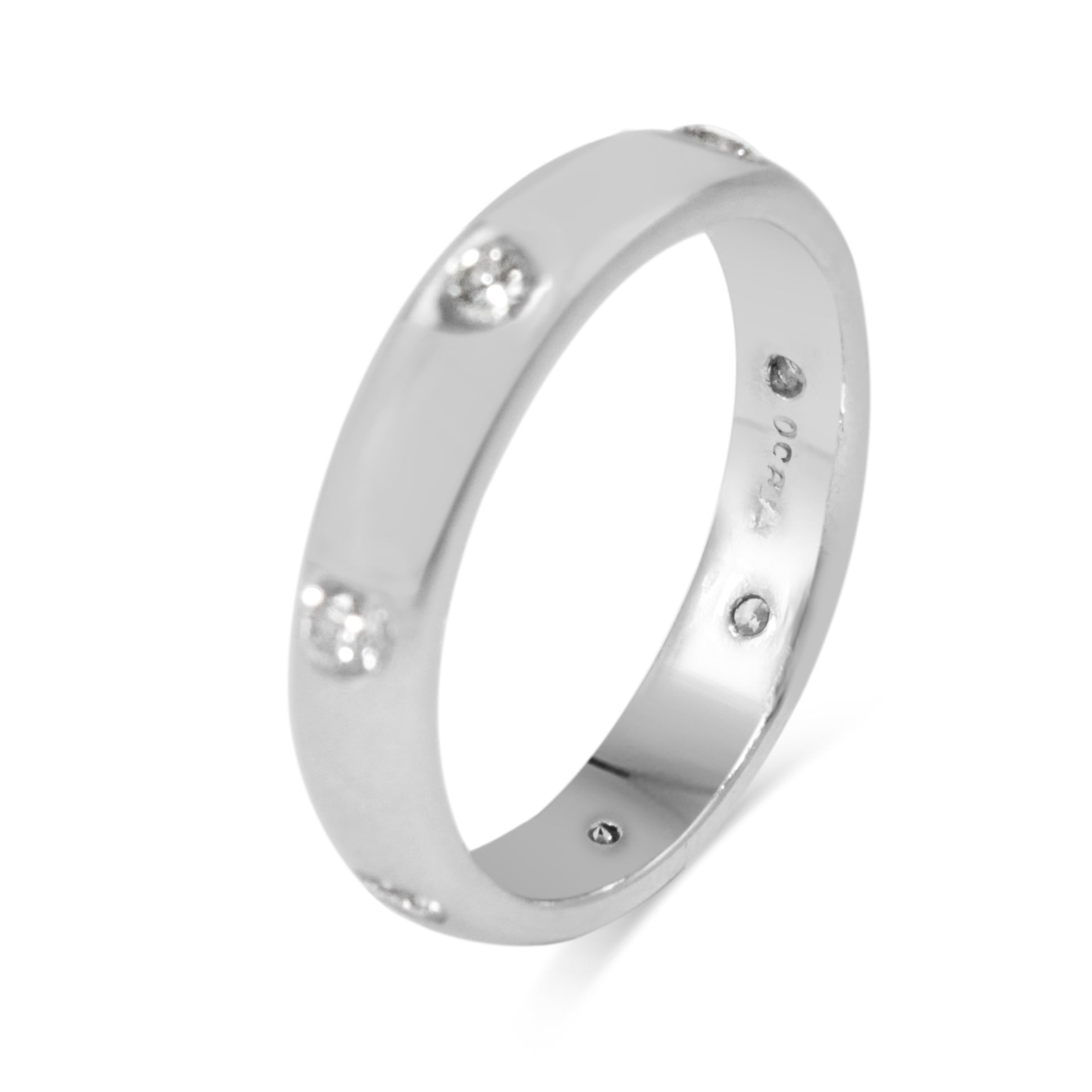 Platinum Rubbed in Diamond Set Band Ring