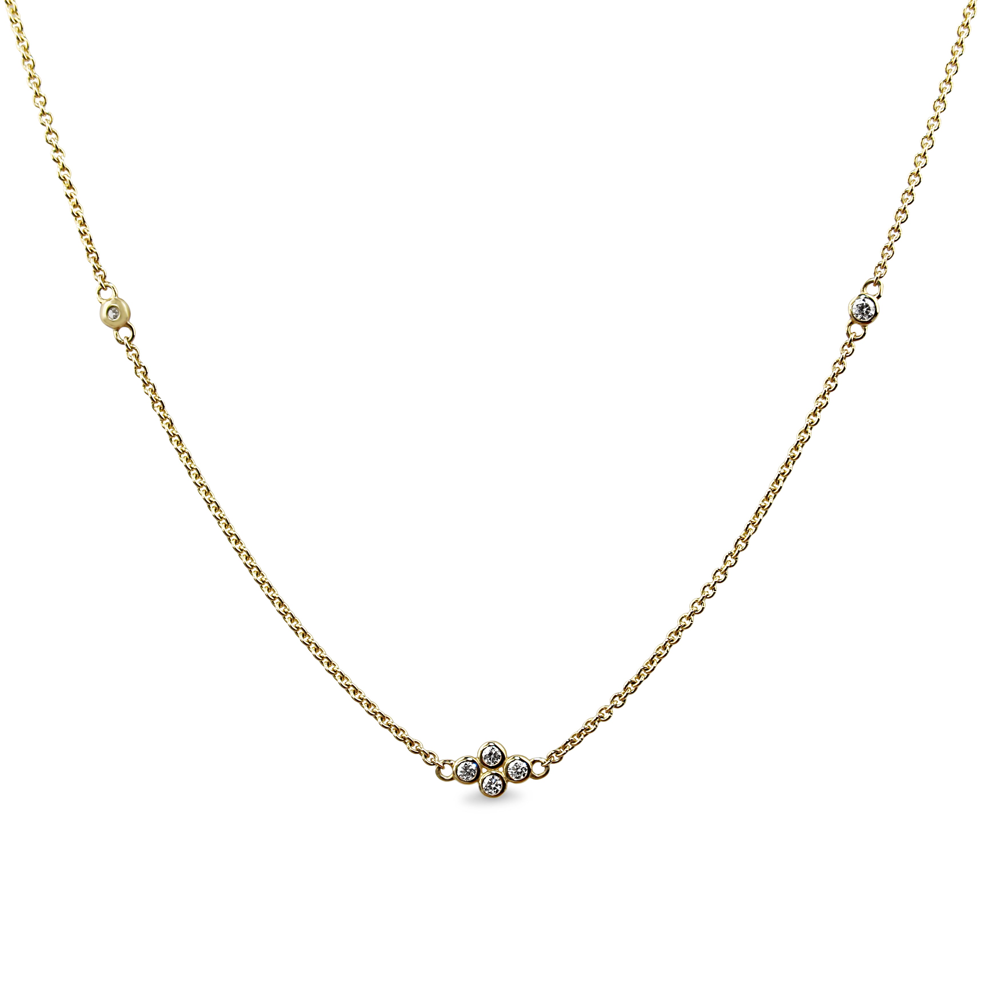 9ct Yellow Gold Fine 'Clover' Chain With Diamonds