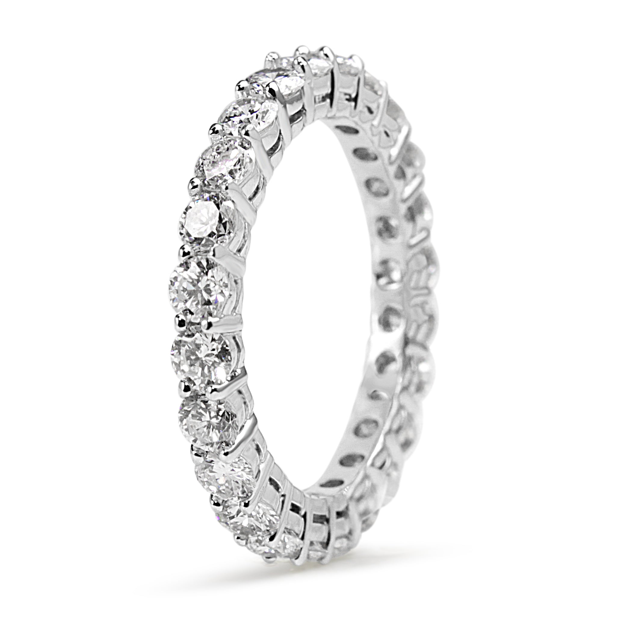 Platinum 2.25ct all round diamond wedding band worn on hand