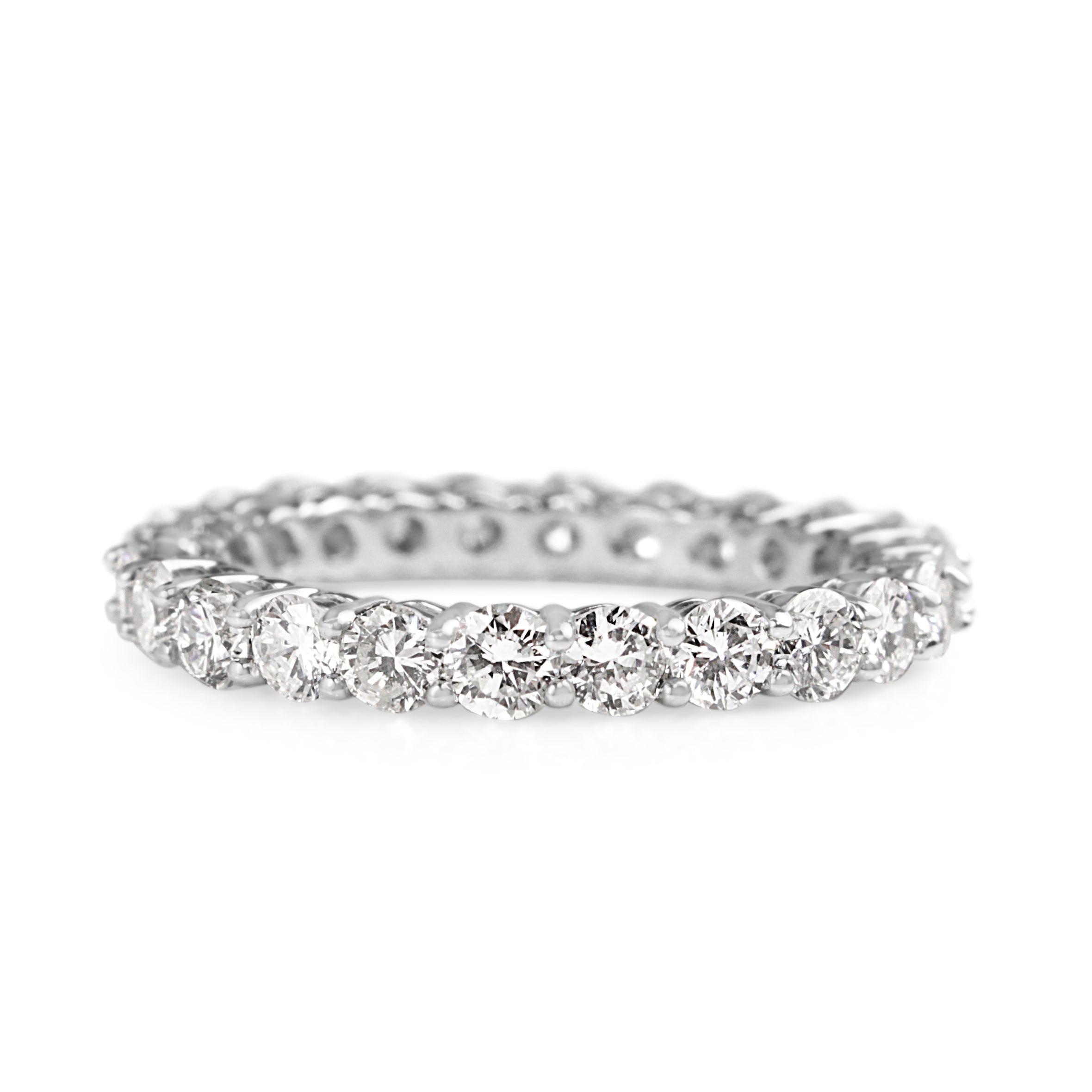 Platinum 2.25ct all round diamond wedding band front view
