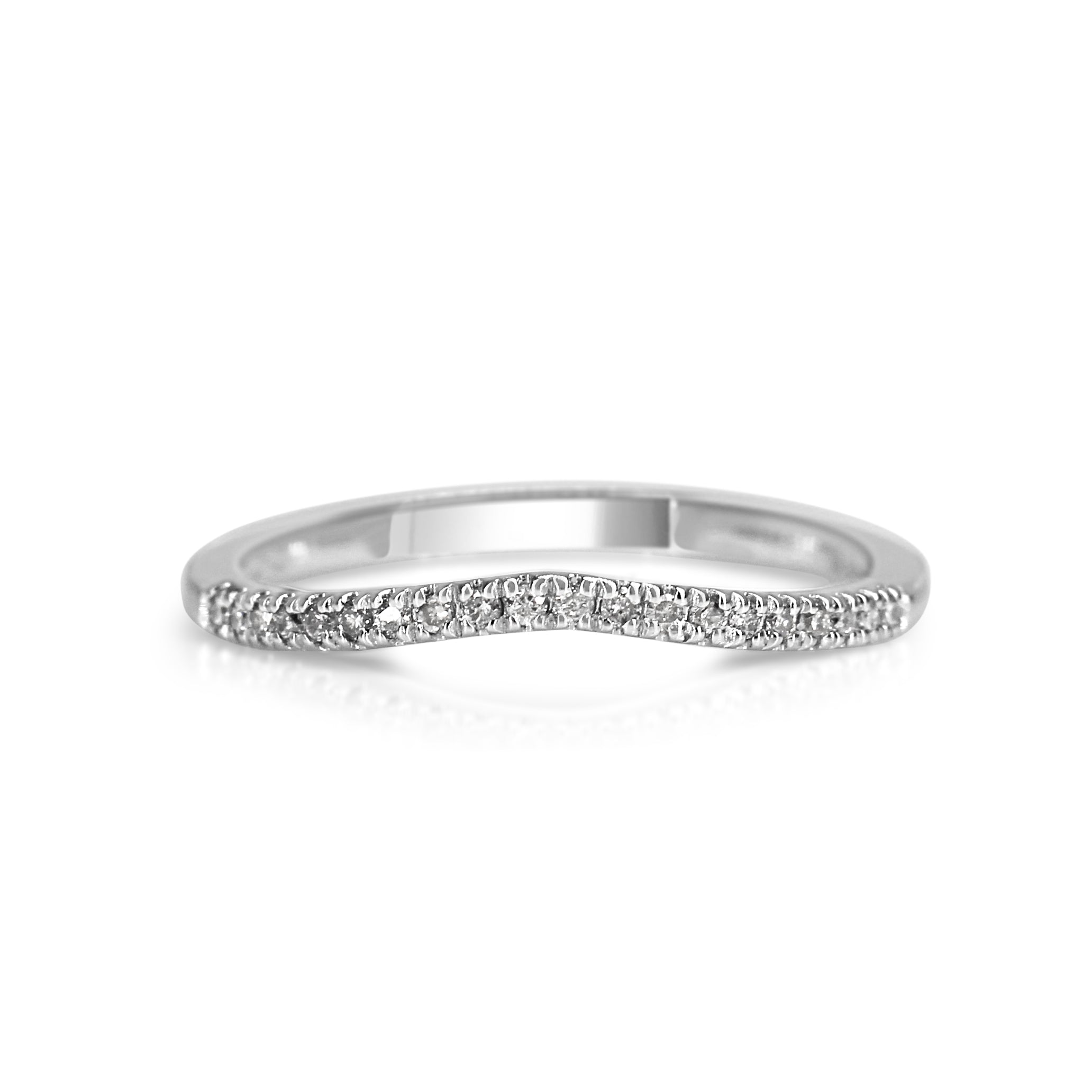 10ct white gold 0.10ct curved diamond wedding band