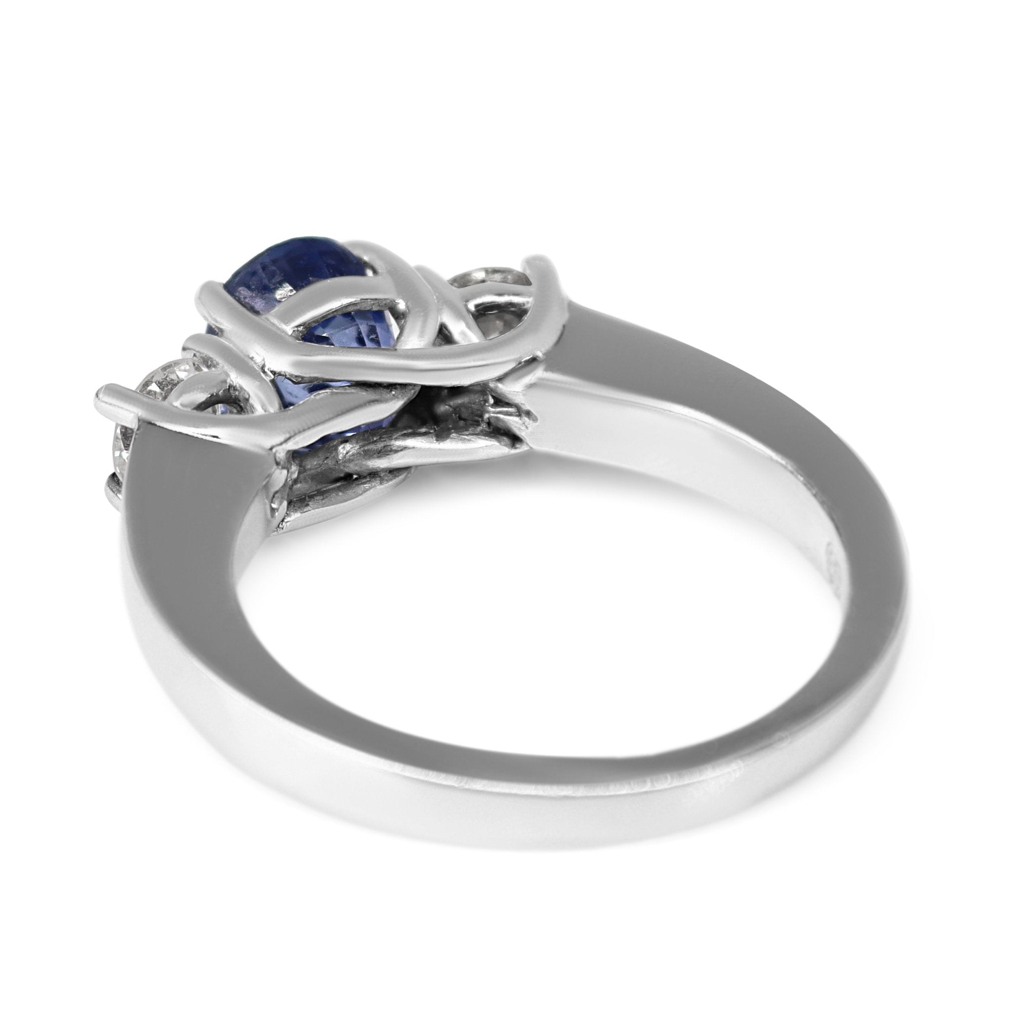 14ct White Gold Sapphire and Diamond 3 Stone Ring - Burlington Jewellery