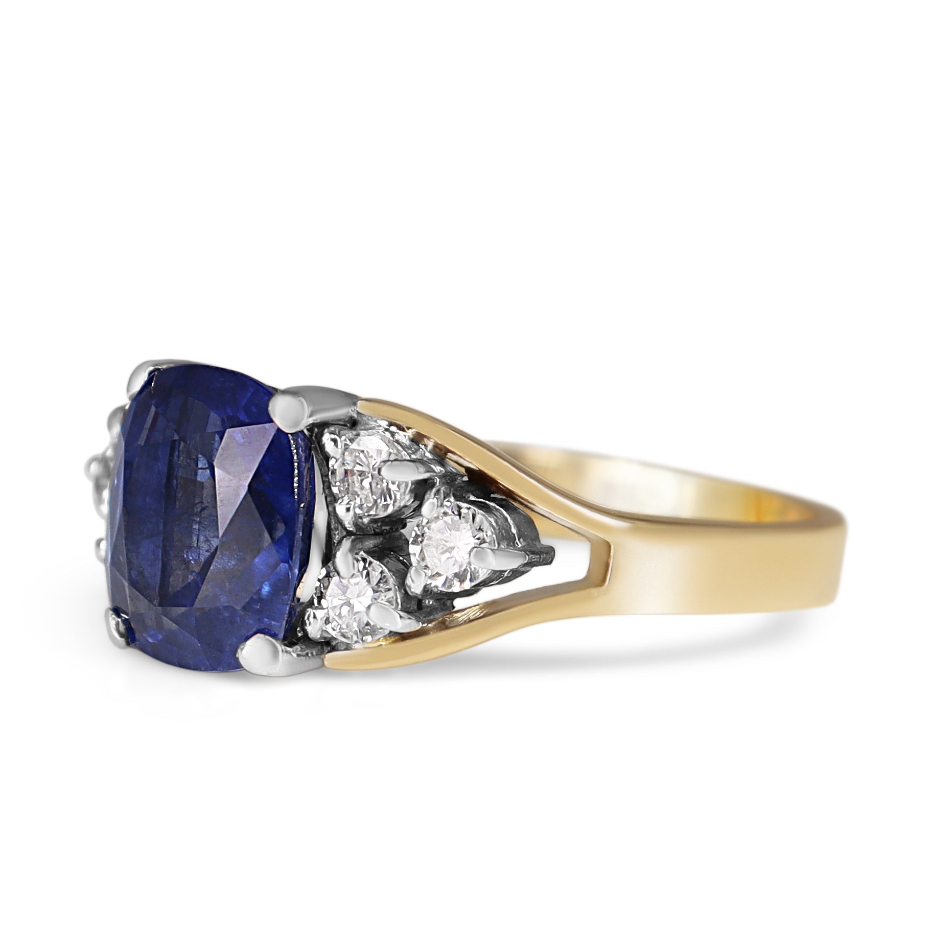 14ct Yellow and White Gold Sapphire and Diamond Ring - Burlington Jewellery