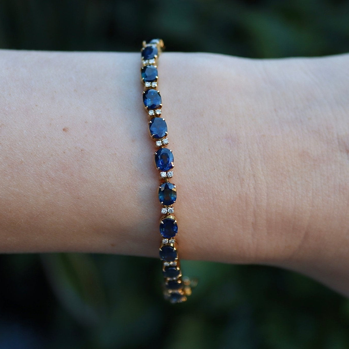 14ct Yellow Gold Sapphire and Diamond Bracelet - Burlington Jewellery