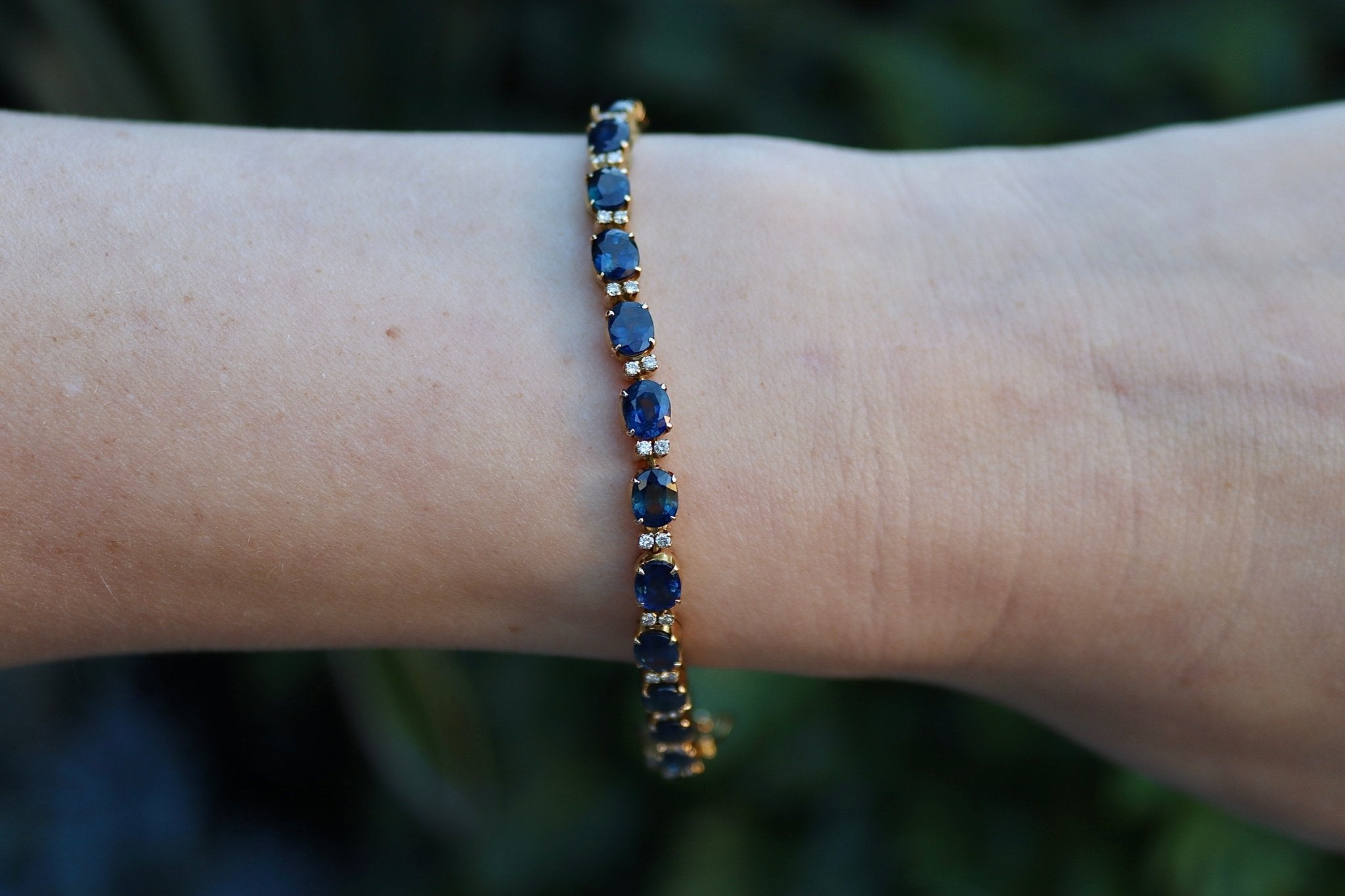 14ct Yellow Gold Sapphire and Diamond Bracelet - Burlington Jewellery