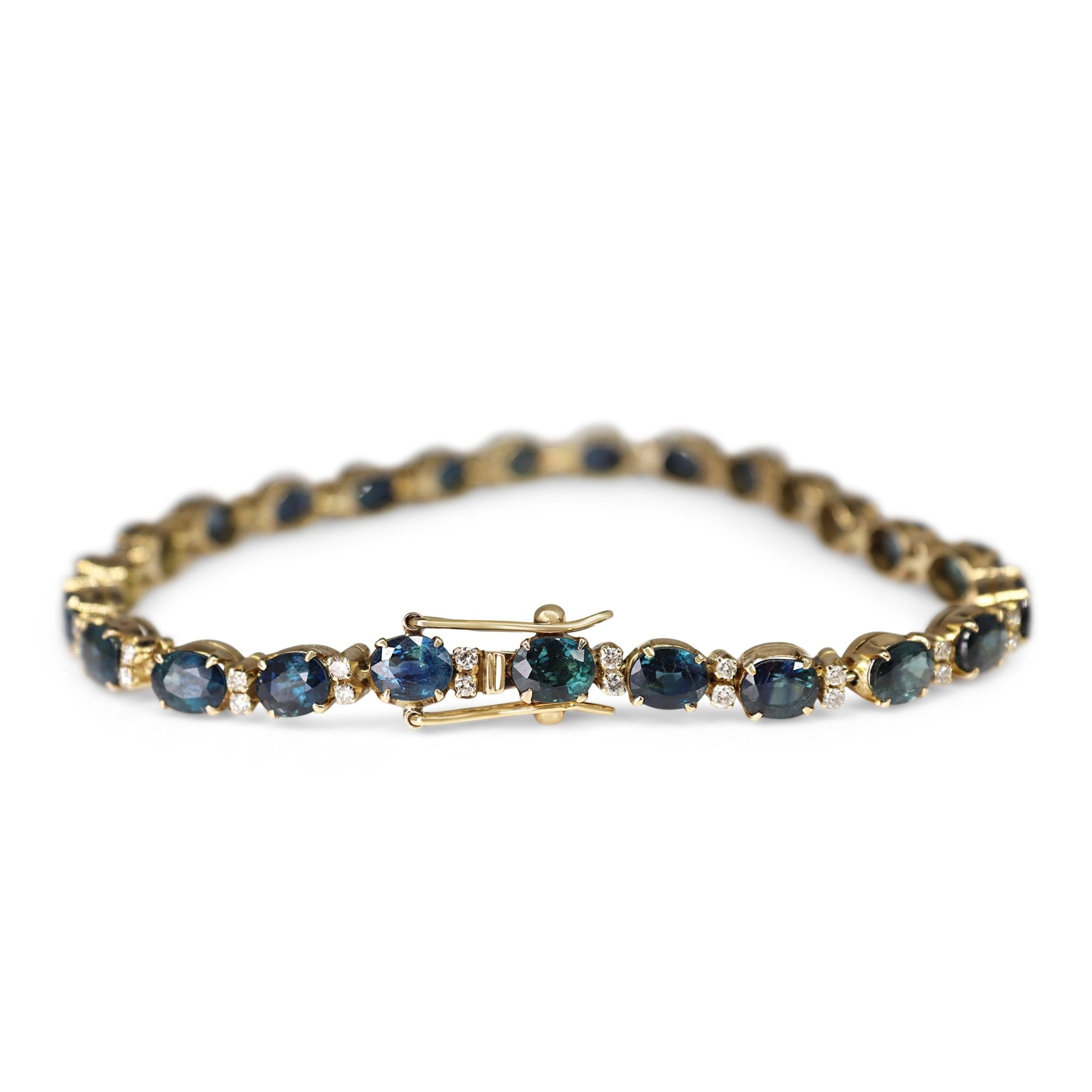 14ct Yellow Gold Sapphire and Diamond Bracelet - Burlington Jewellery