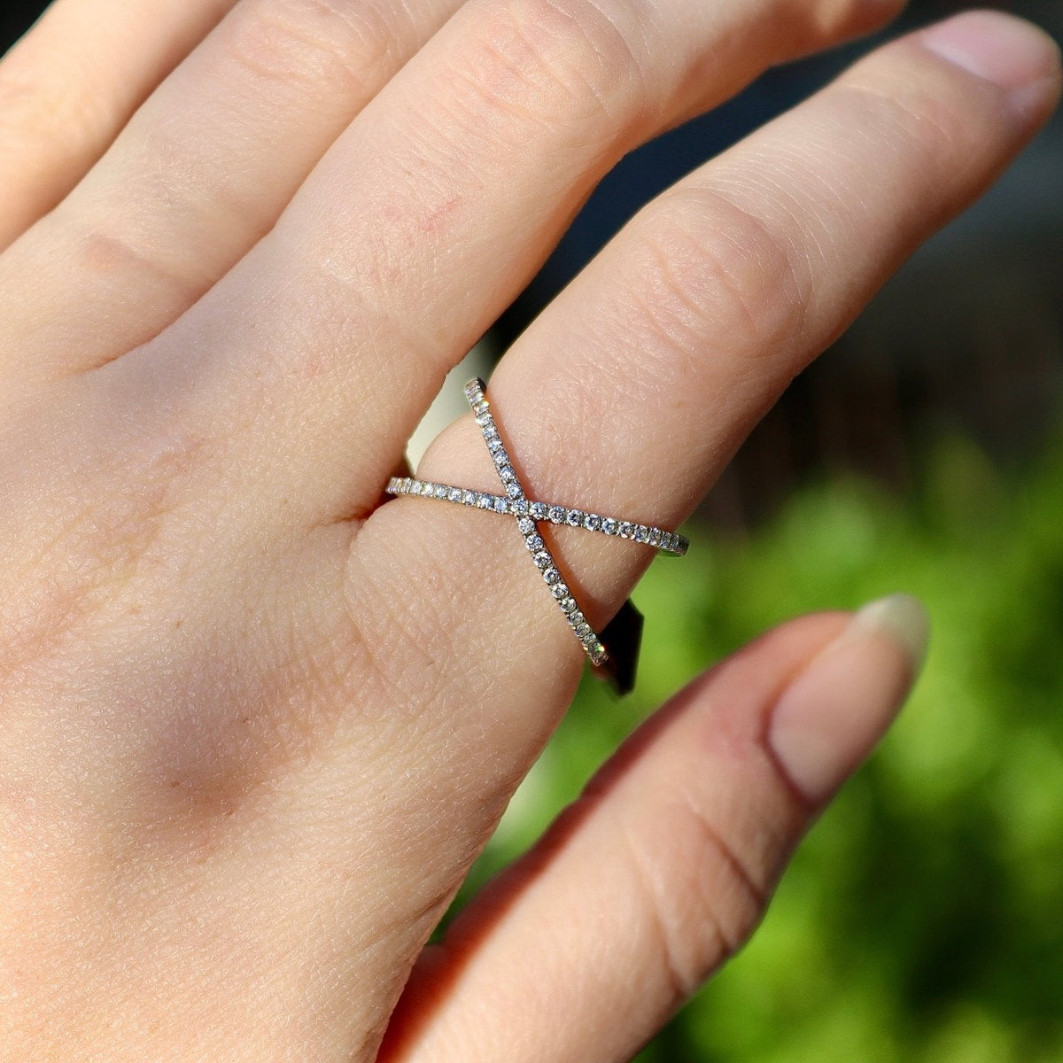 18ct White Gold Diamond Cross Over Cocktail Ring - Burlington Jewellery