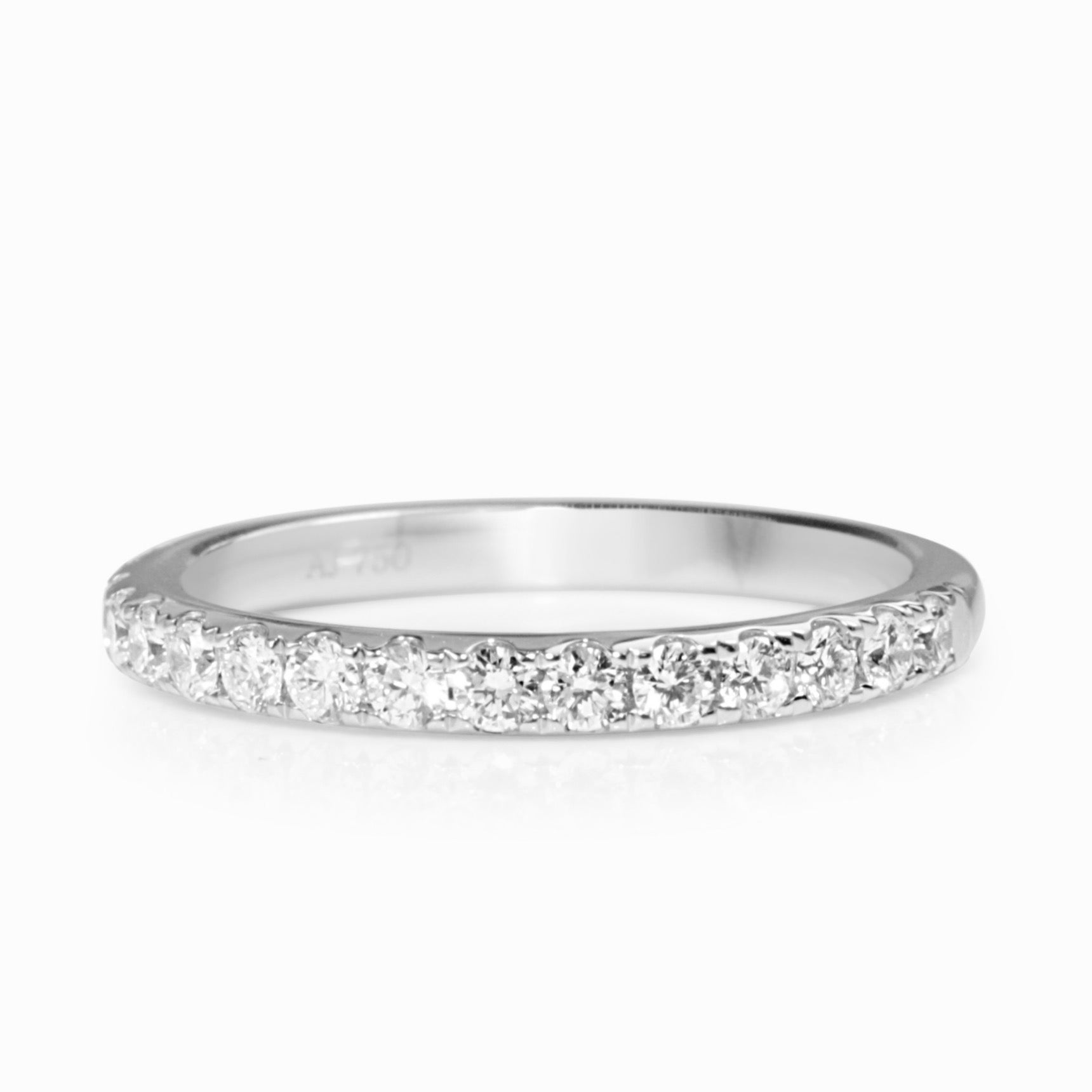 Profile of 2.2mm white gold diamond wedding band
