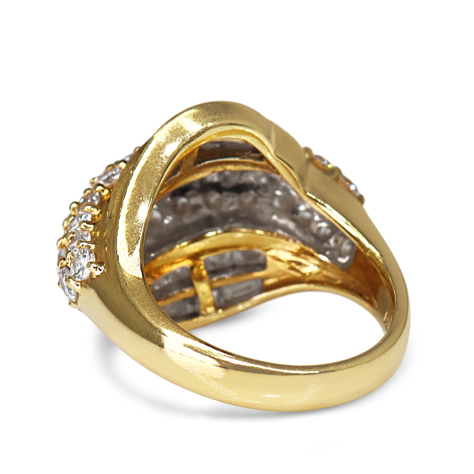 18ct Yellow Gold 3.50ct Baguette and Brilliant Cut Cluster Diamond Ring - Burlington Jewellery