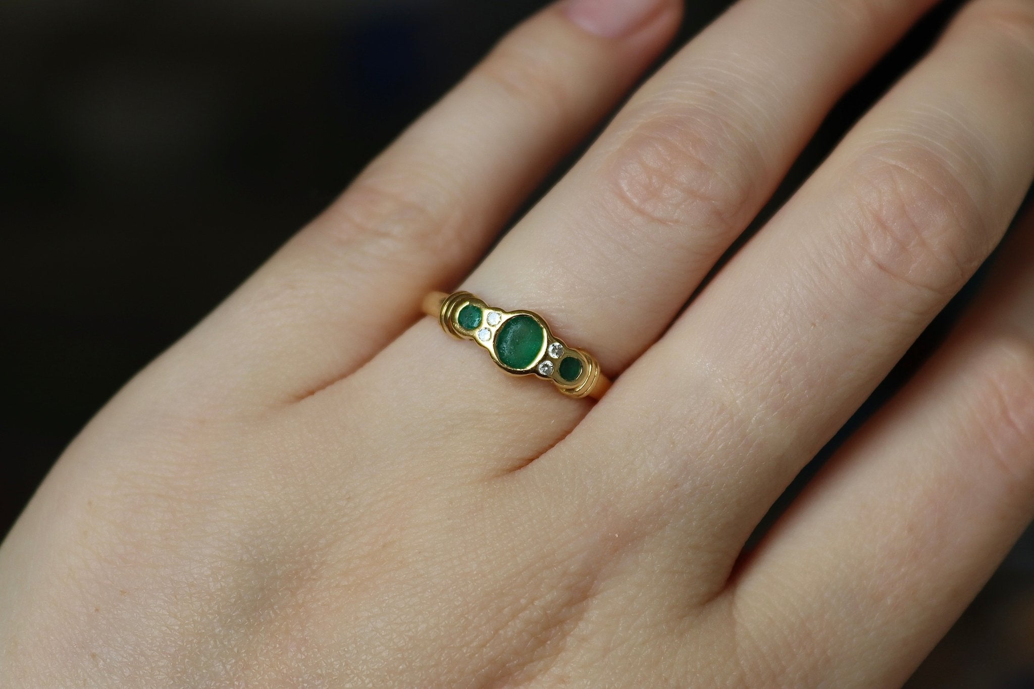 18ct Yellow Gold Emerald and Diamond Ring - Burlington Jewellery