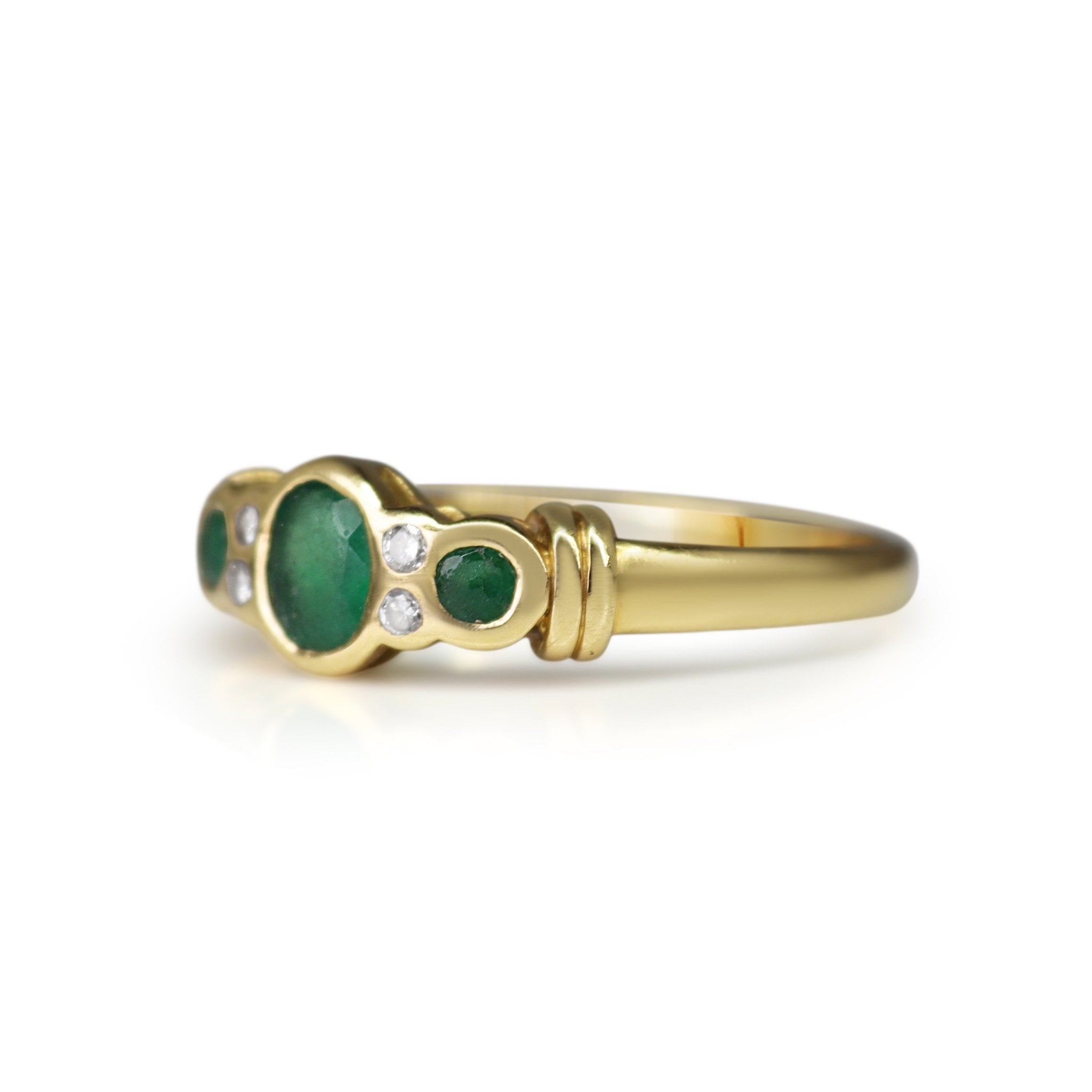 18ct Yellow Gold Emerald and Diamond Ring - Burlington Jewellery