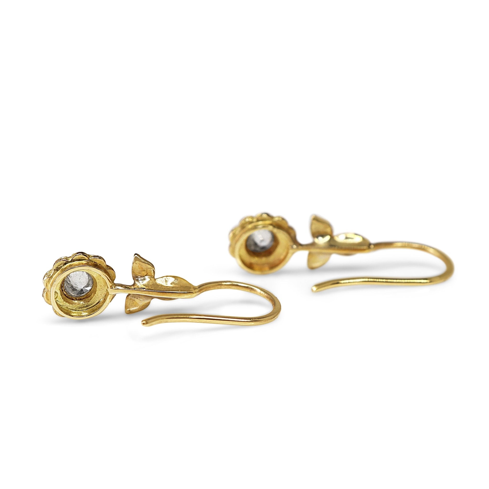 18ct Yellow Gold Seed Pearl and Diamond Drop Earrings - Burlington Jewellery