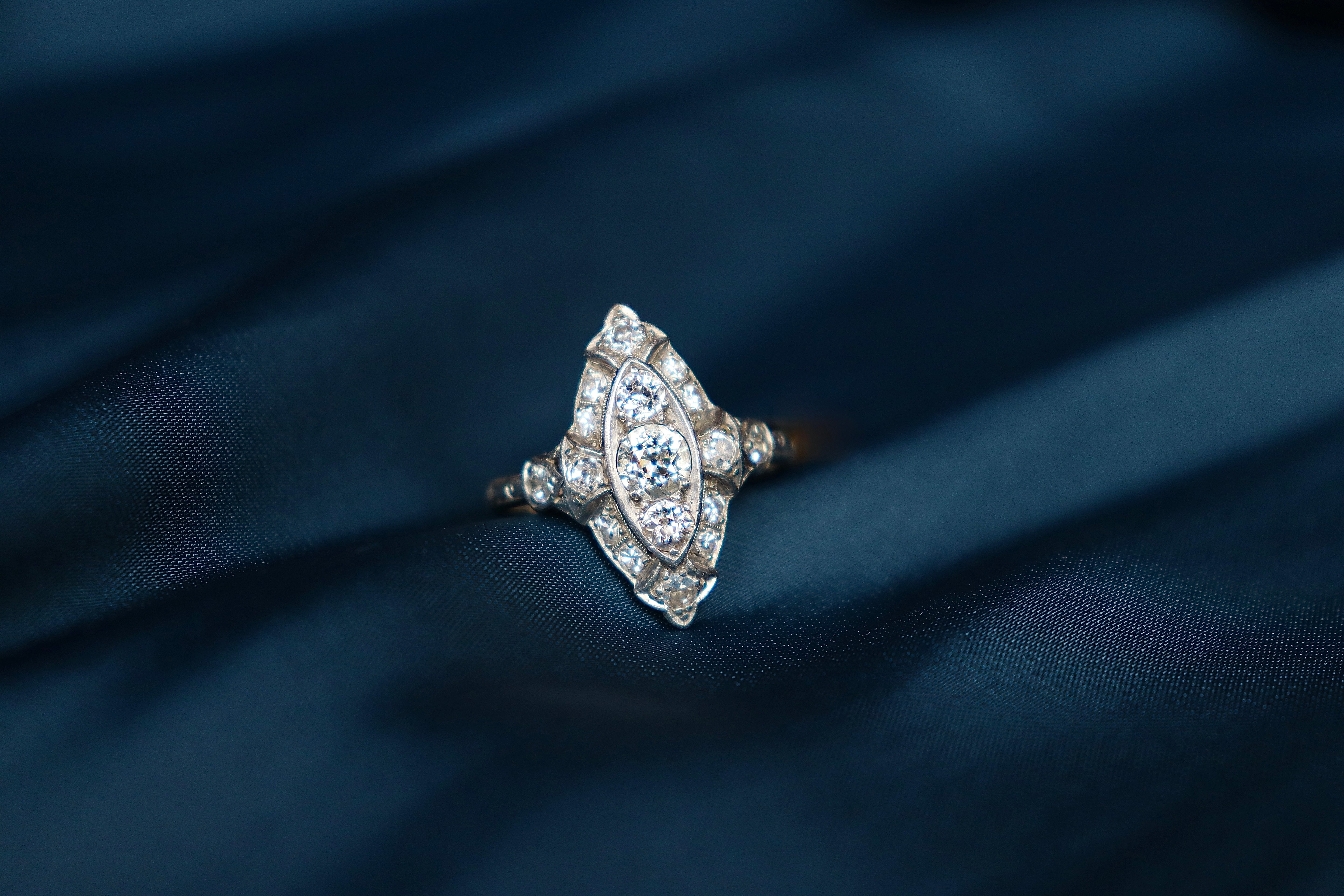 Platinum Art Deco Old Cut Diamond Ring