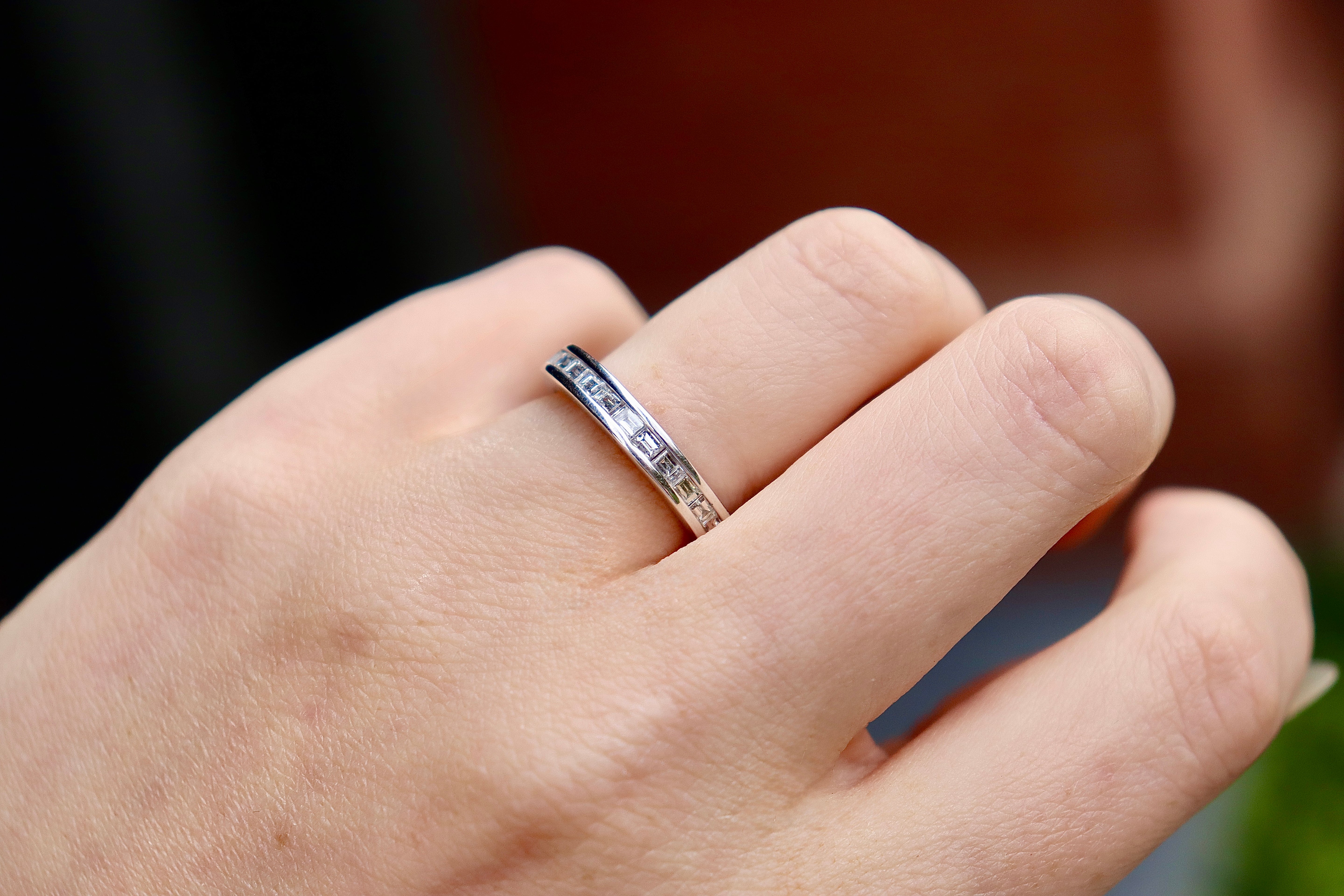 18ct White Gold Baguette Diamond Band Ring