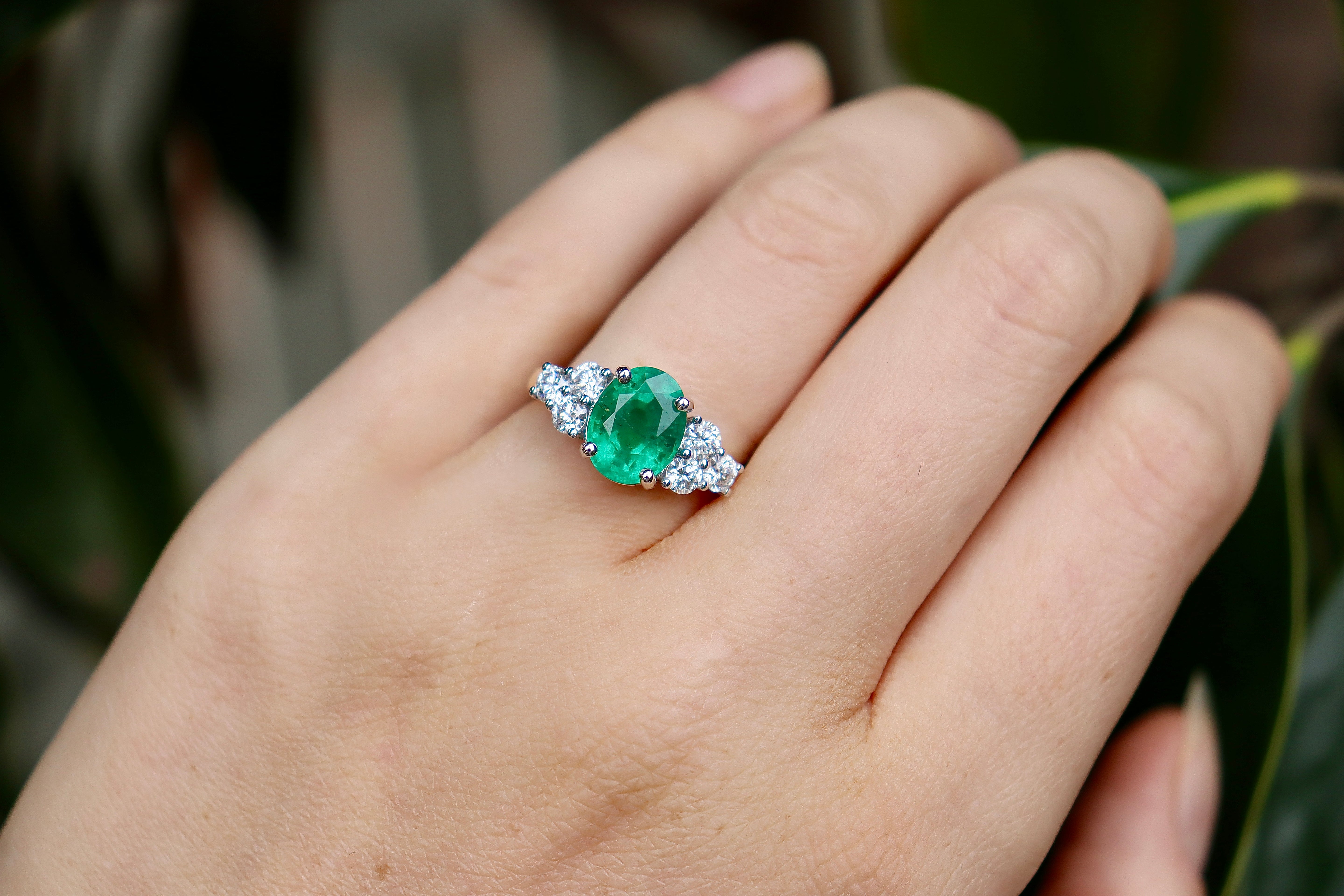 18ct Yellow and White Gold Emerald and Diamond Ring