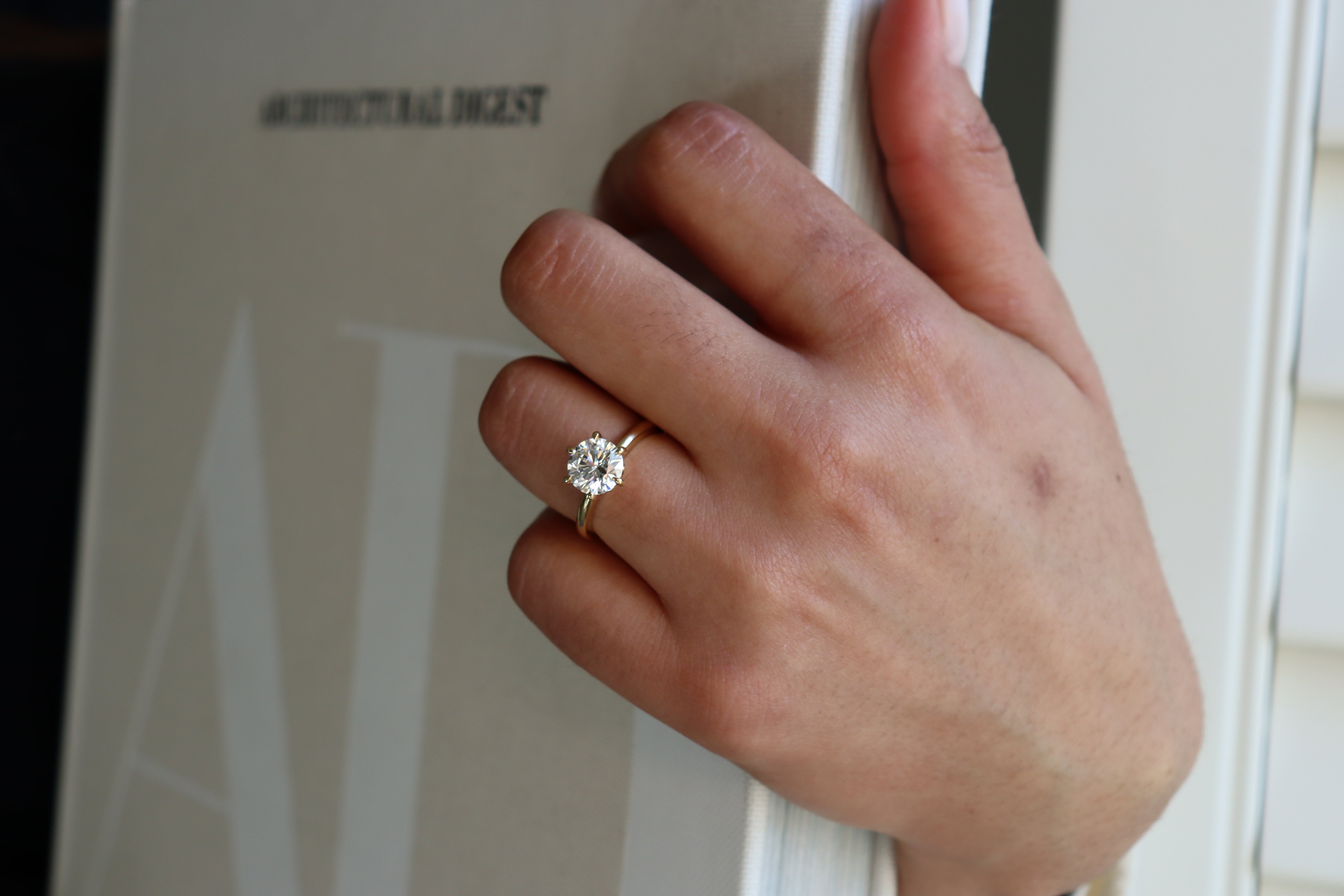 18ct Yellow Gold 6 Claw Lab Grown Diamond 2.00ct Round Diamond Ring
