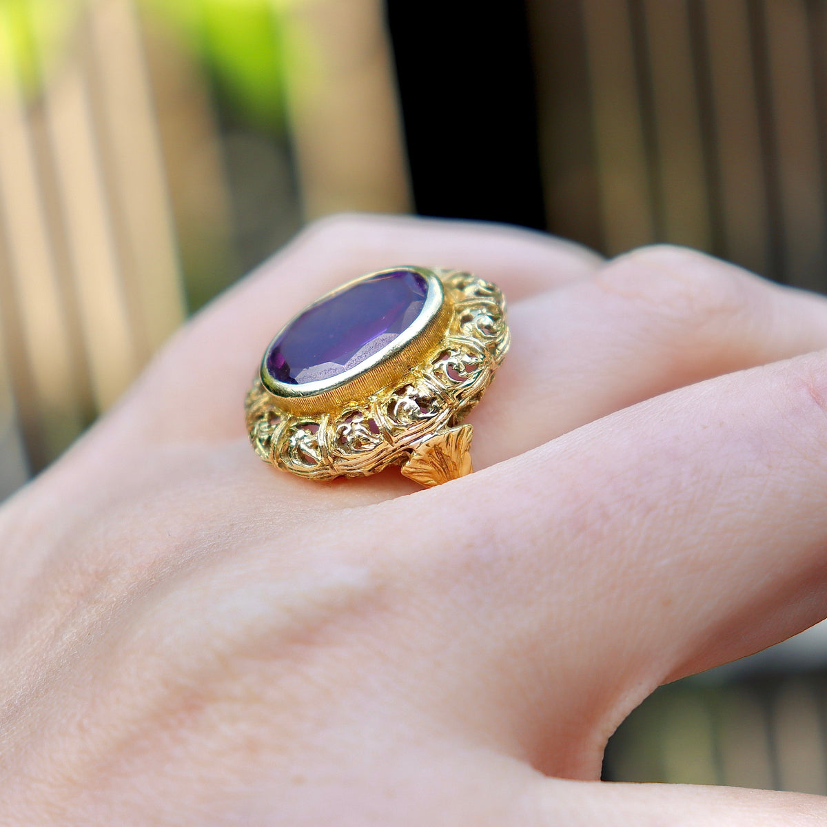 18ct Yellow Gold Amethyst Vintage Ring