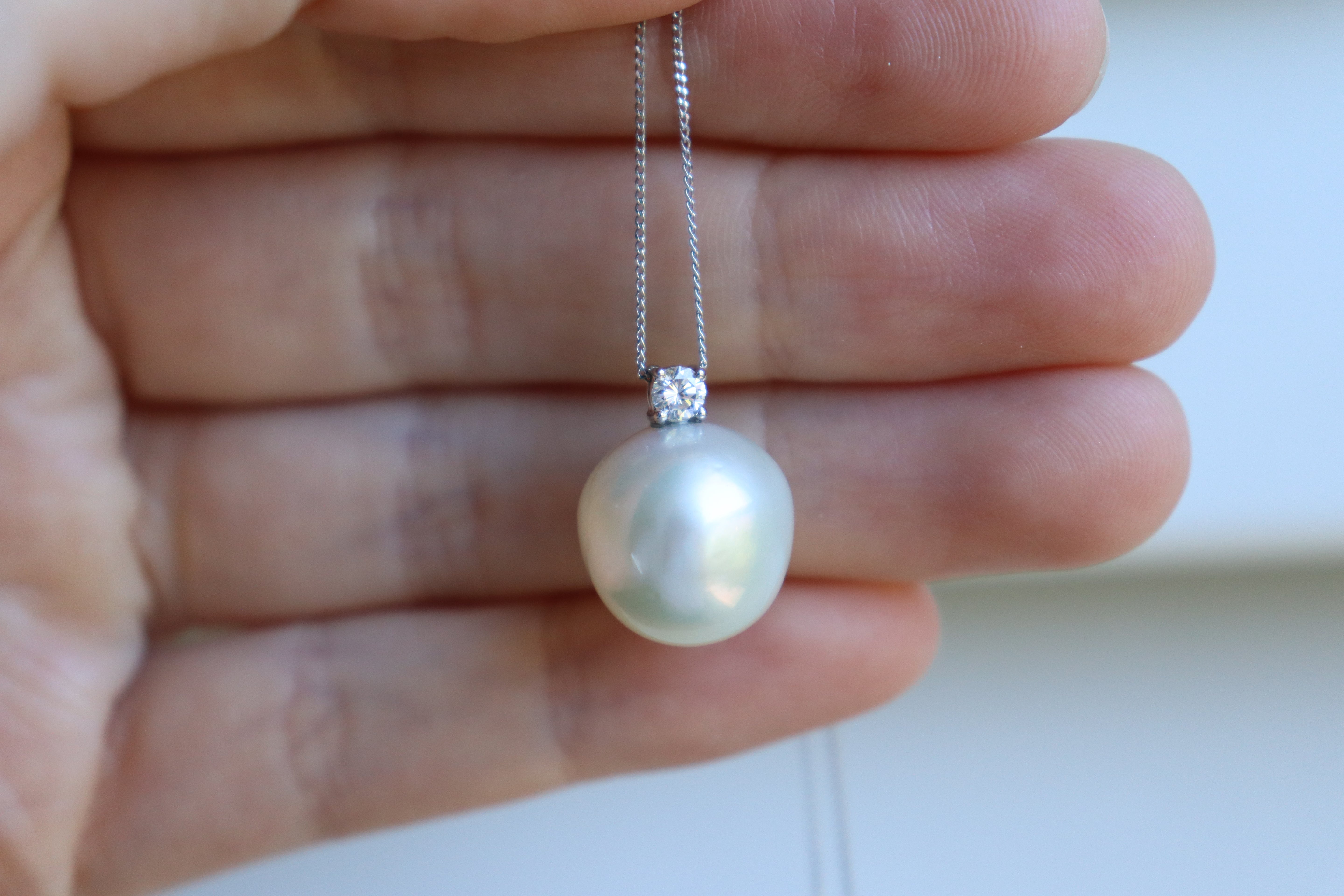 Platinum 13mm South Sea Pearl and Diamond Necklace