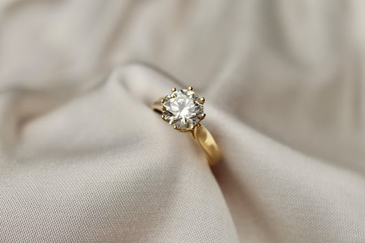 18ct Yellow Gold 6 Claw 2.00ct Lab Grown Diamond Solitaire Ring