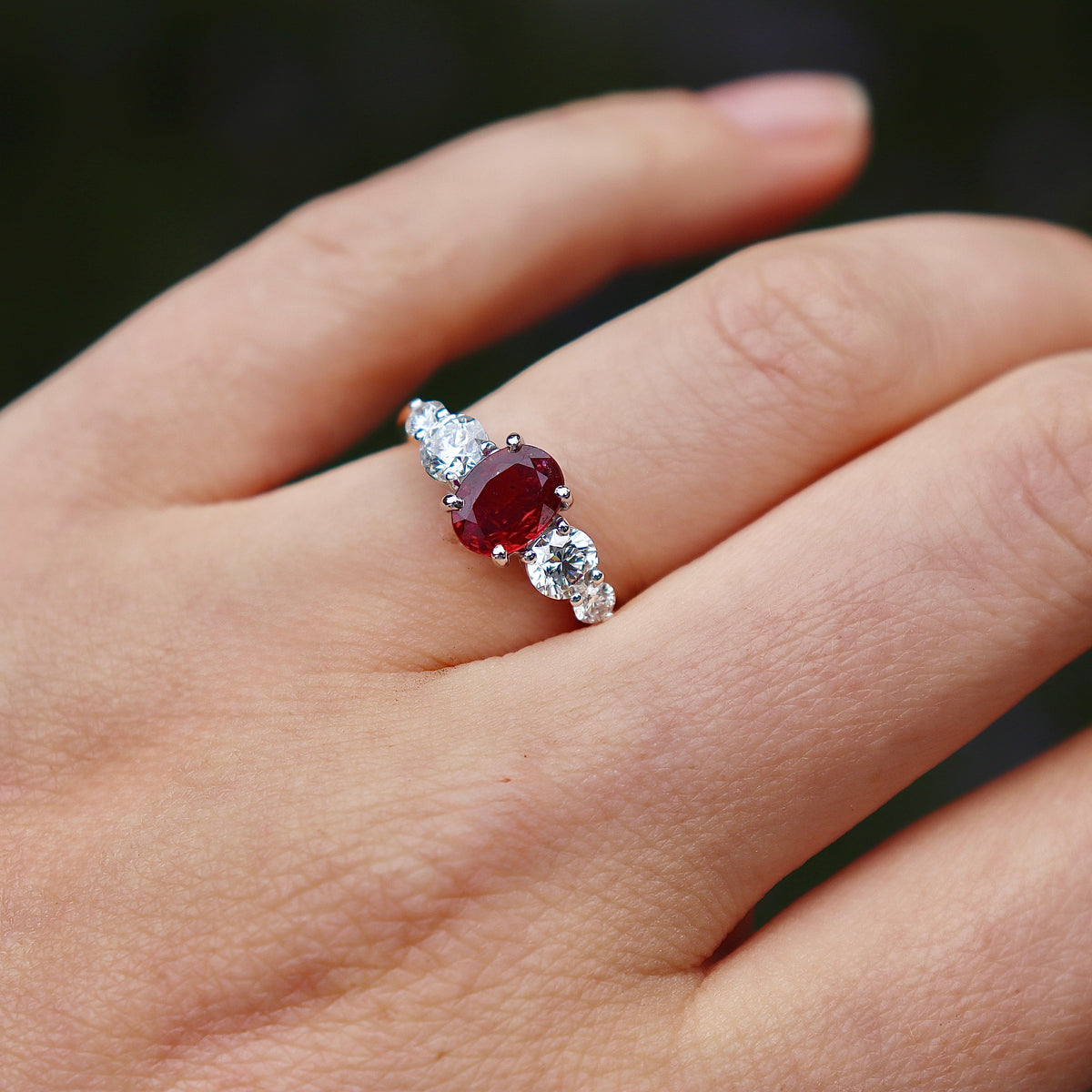 18ct Yellow and White Gold Ruby and Diamond 5 Stone Ring