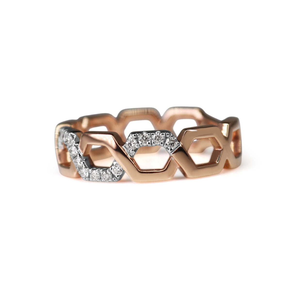 9ct Rose and White Gold Diamond Band Ring - Burlington Jewellery