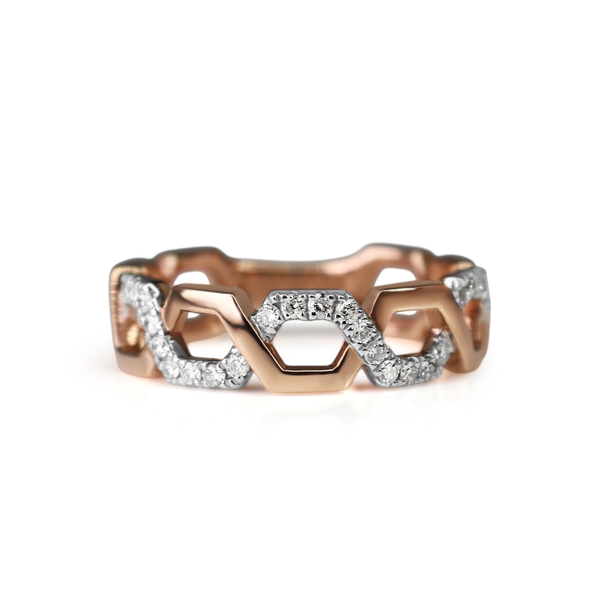 9ct Rose and White Gold Diamond Band Ring - Burlington Jewellery