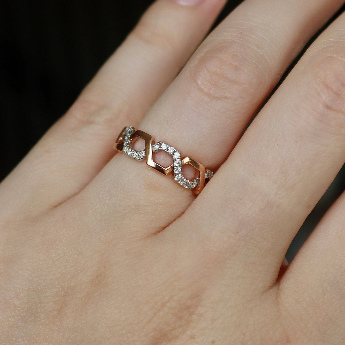 9ct Rose and White Gold Diamond Band Ring - Burlington Jewellery