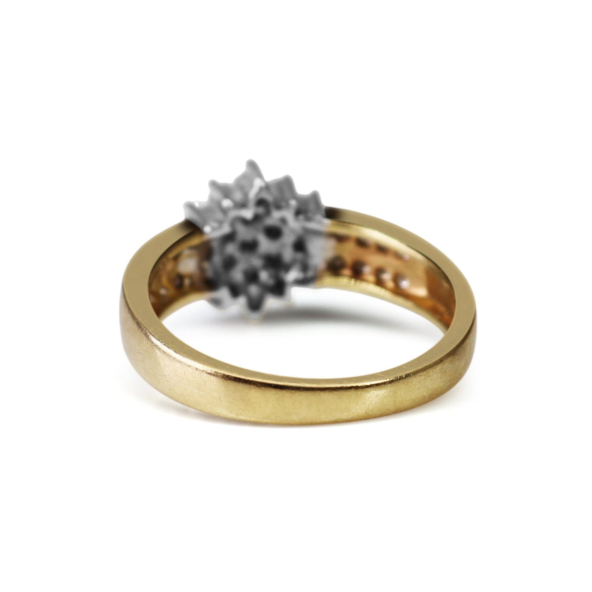 9ct Yellow and White Gold Diamond Cluster Ring - Burlington Jewellery