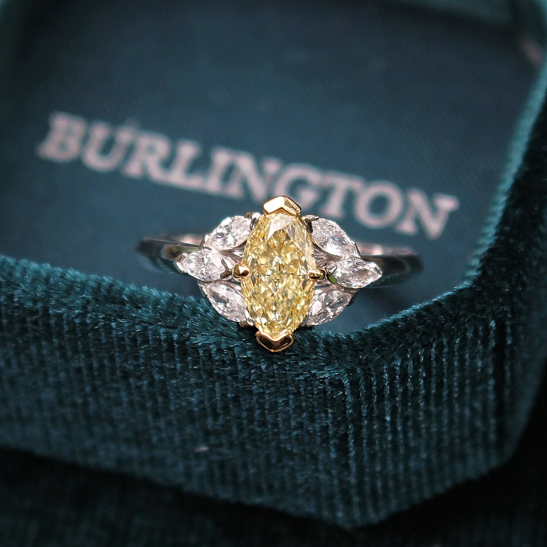 18ct Yellow and White Gold Yellow 'Moval' Diamond Ring