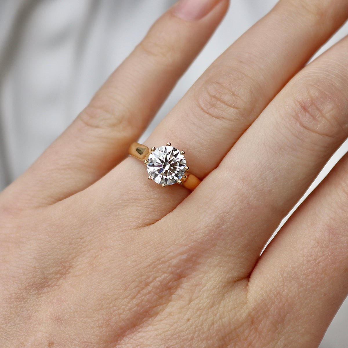 18ct Yellow Gold 6 Claw 2.00ct Lab Grown Diamond Solitaire Ring