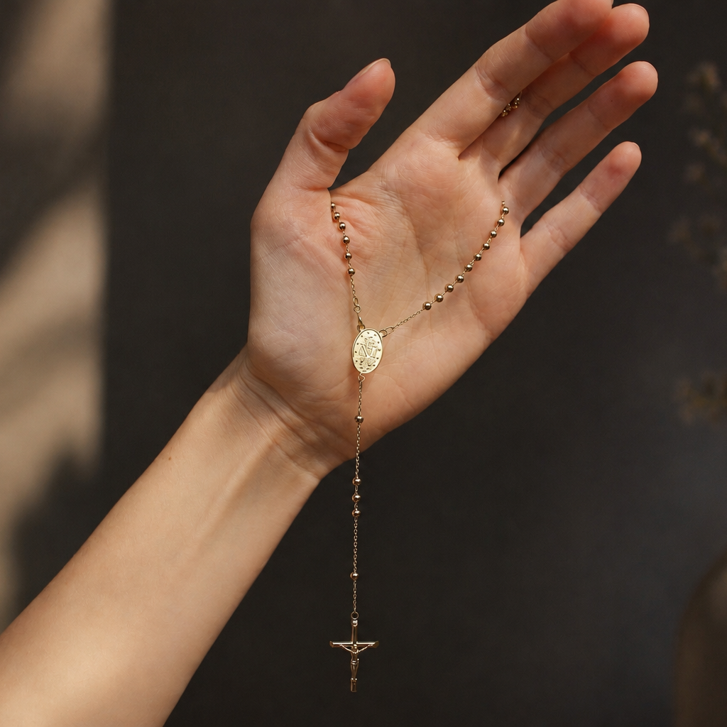 9ct Yellow Gold Rosary Bead Necklace
