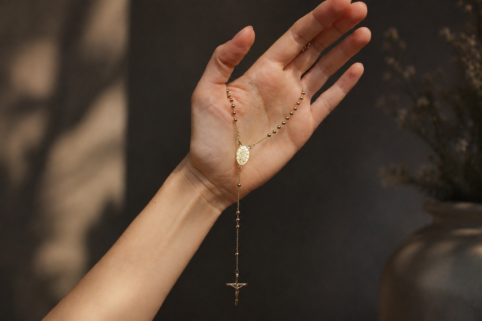 9ct Yellow Gold Rosary Bead Necklace