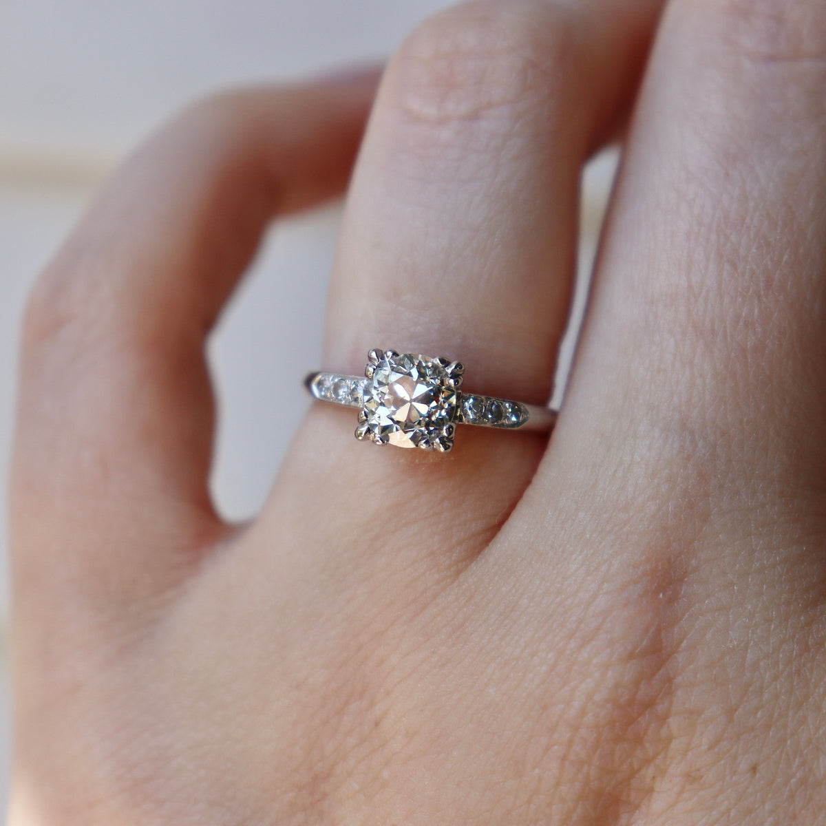 Platinum Old Cut Diamond Solitaire Ring