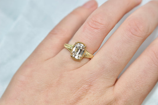 18ct Yellow Gold Lab Grown Old Mine Cushion Cut Diamond Ring