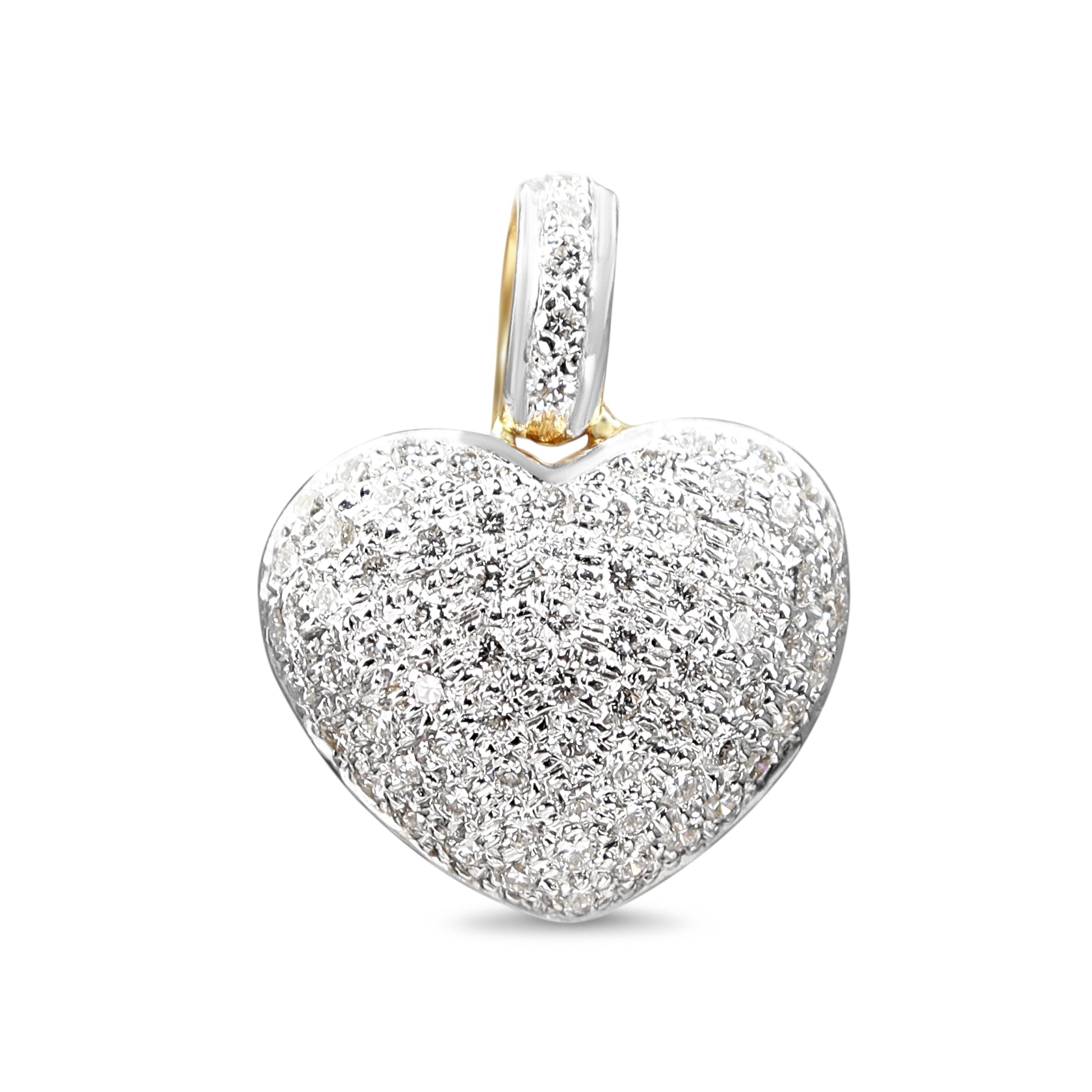 18ct Yellow and White Gold Diamond Pavé Heart Pendant