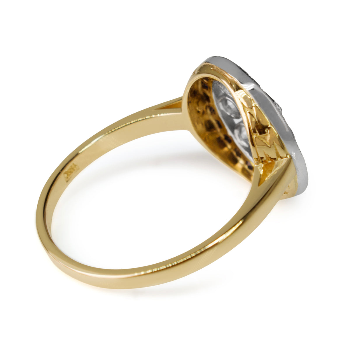 18ct Yellow and White Gold Art Deco Old Cut Diamond and Sapphire Ring