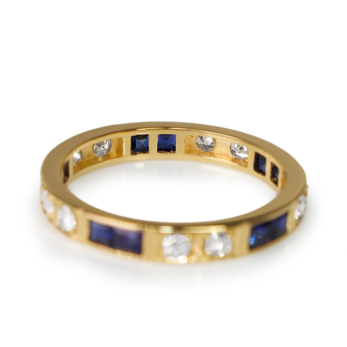 18ct Yellow Gold Sapphire and Diamond All Round Band Ring