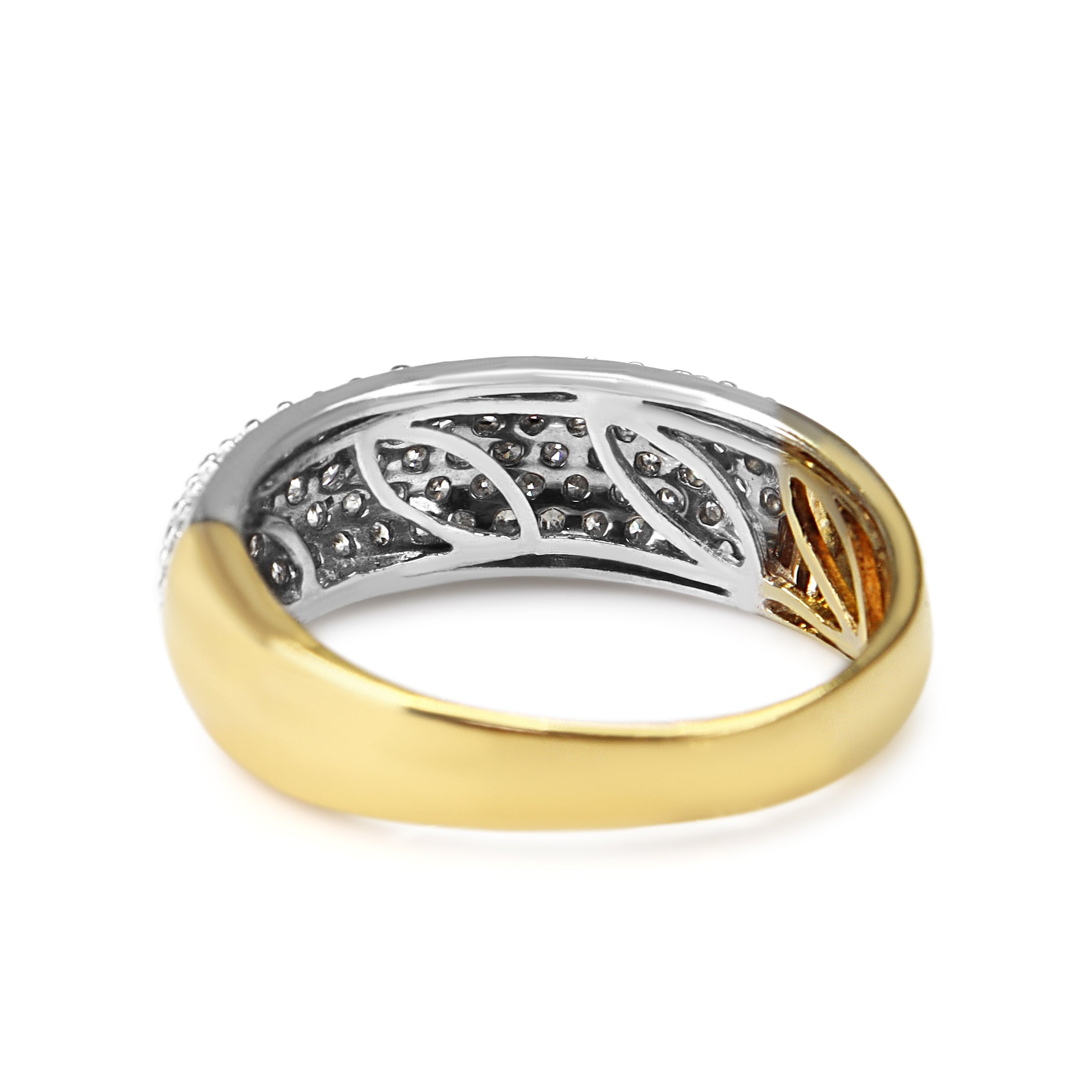 14ct Yellow and White Gold Pavé Diamond Band Ring