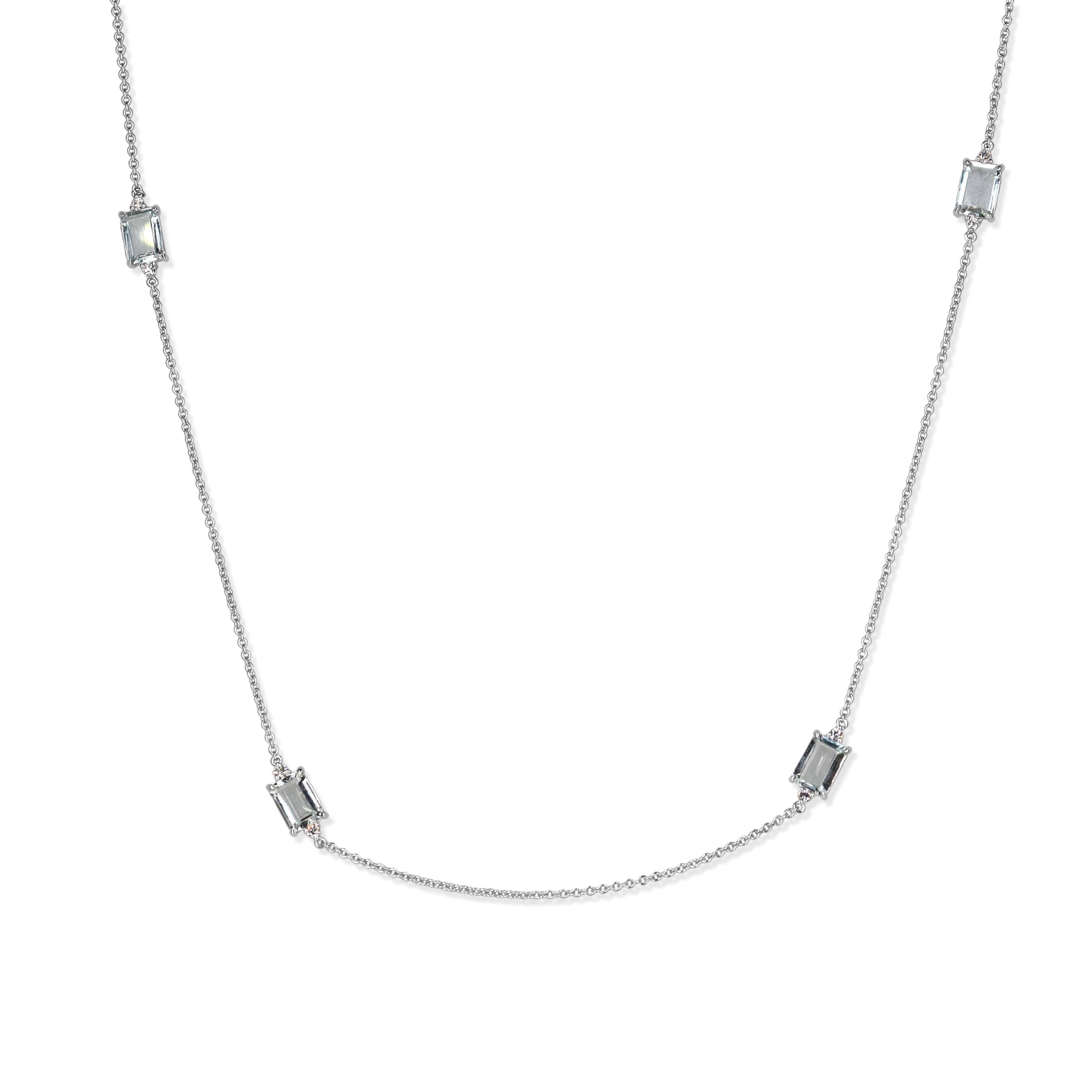 18ct White Gold Aquamarine and Diamond Necklace