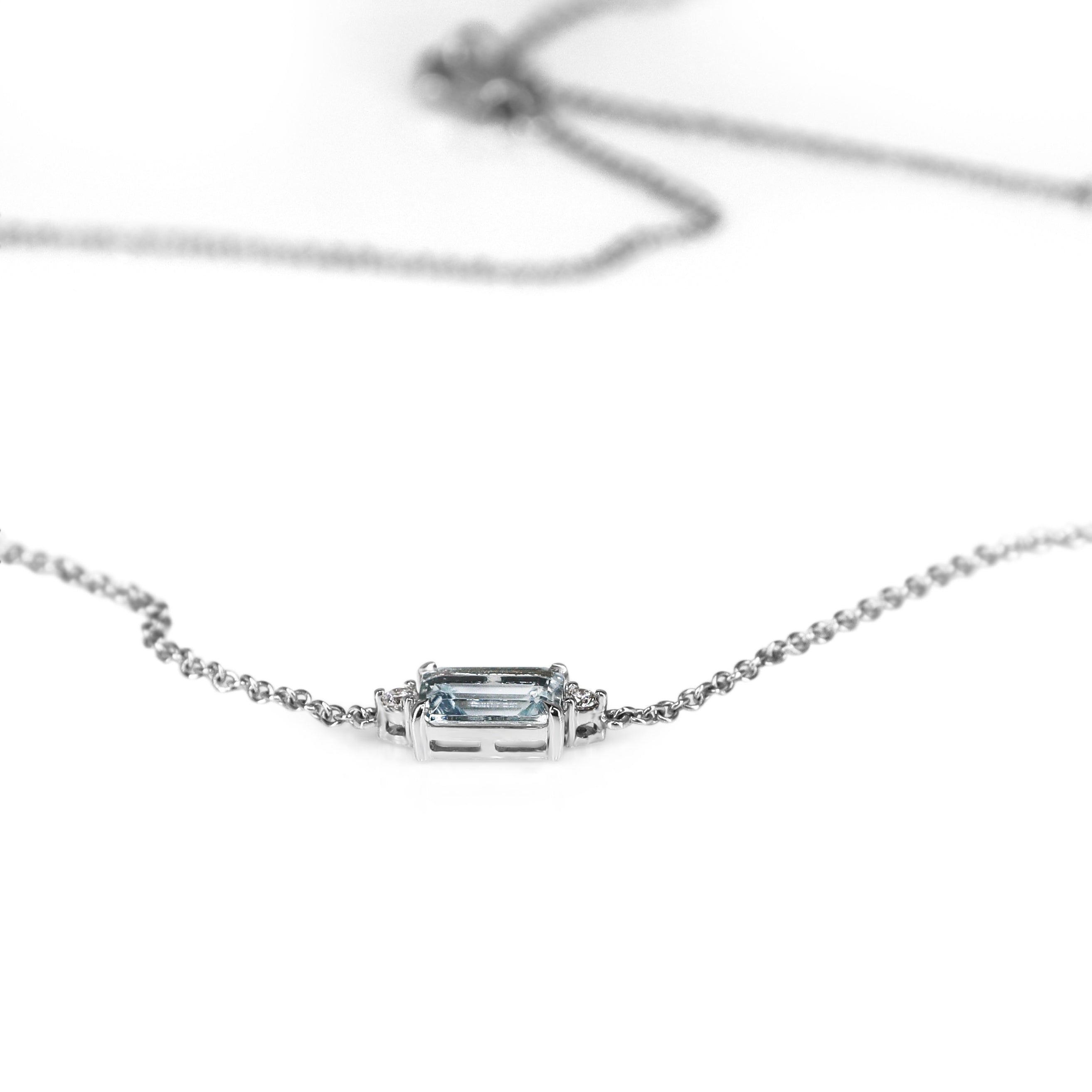18ct White Gold Aquamarine and Diamond Necklace